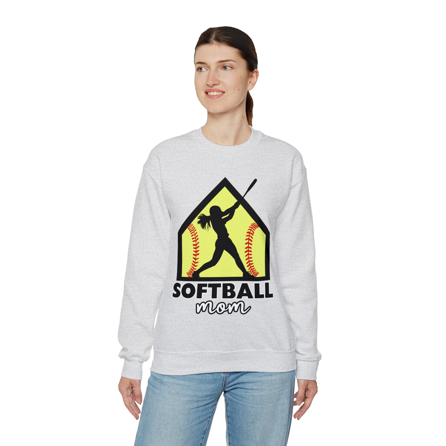 Softball Mom with base Crewneck Sweatshirt