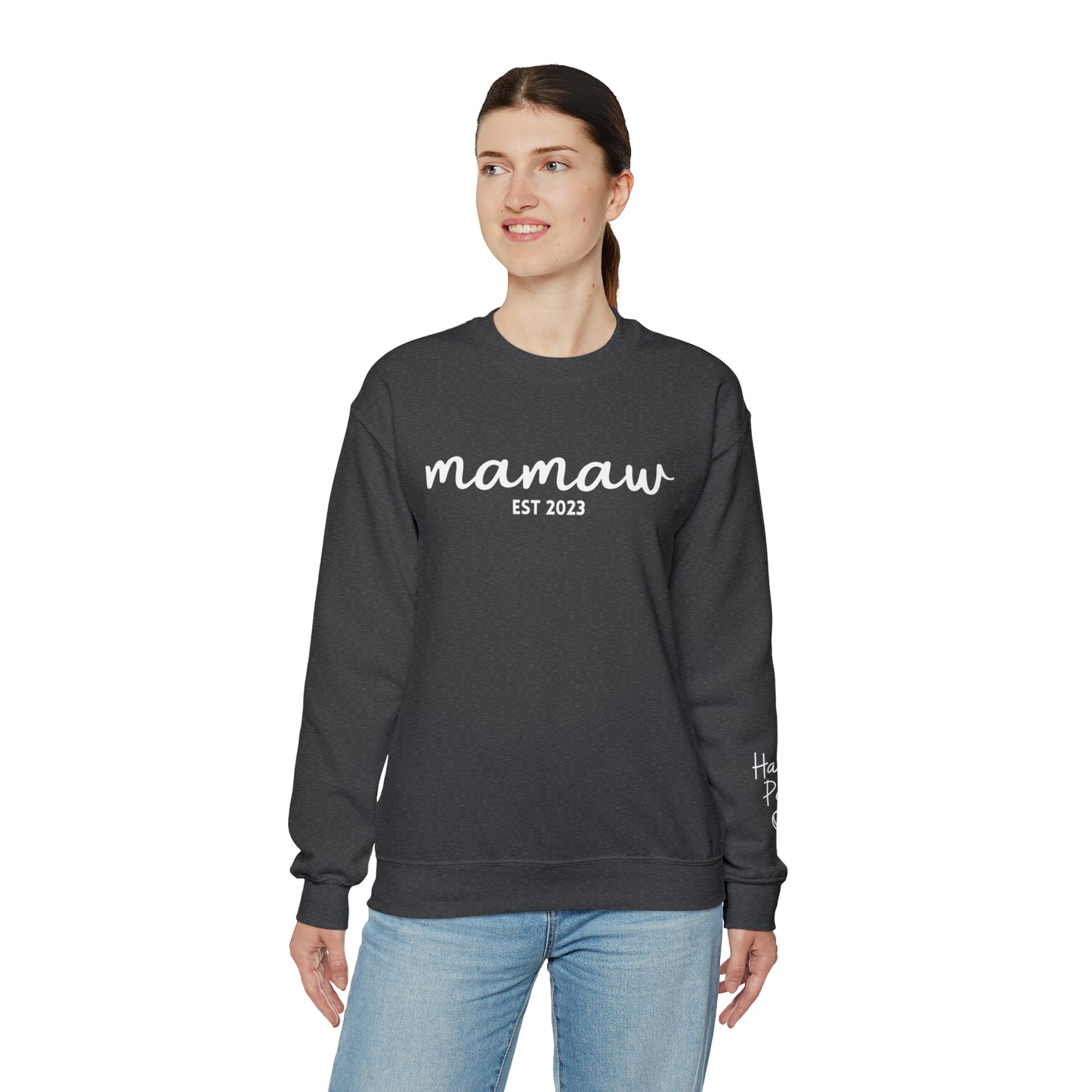 PERSONALIZED - Front and Sleeve Mamaw/Mimi/Mama Crewneck Sweatshirt