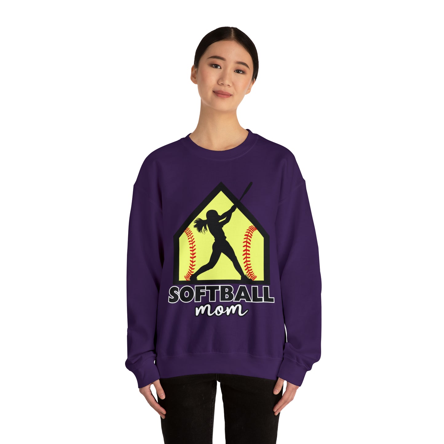 Softball Mom with base Crewneck Sweatshirt