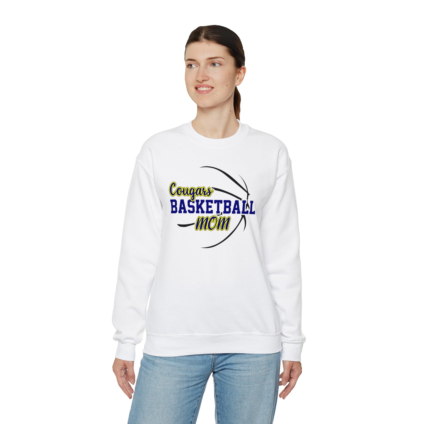 Cougars Basketball Mom Unisex Heavy Blend™ Crewneck Sweatshirt