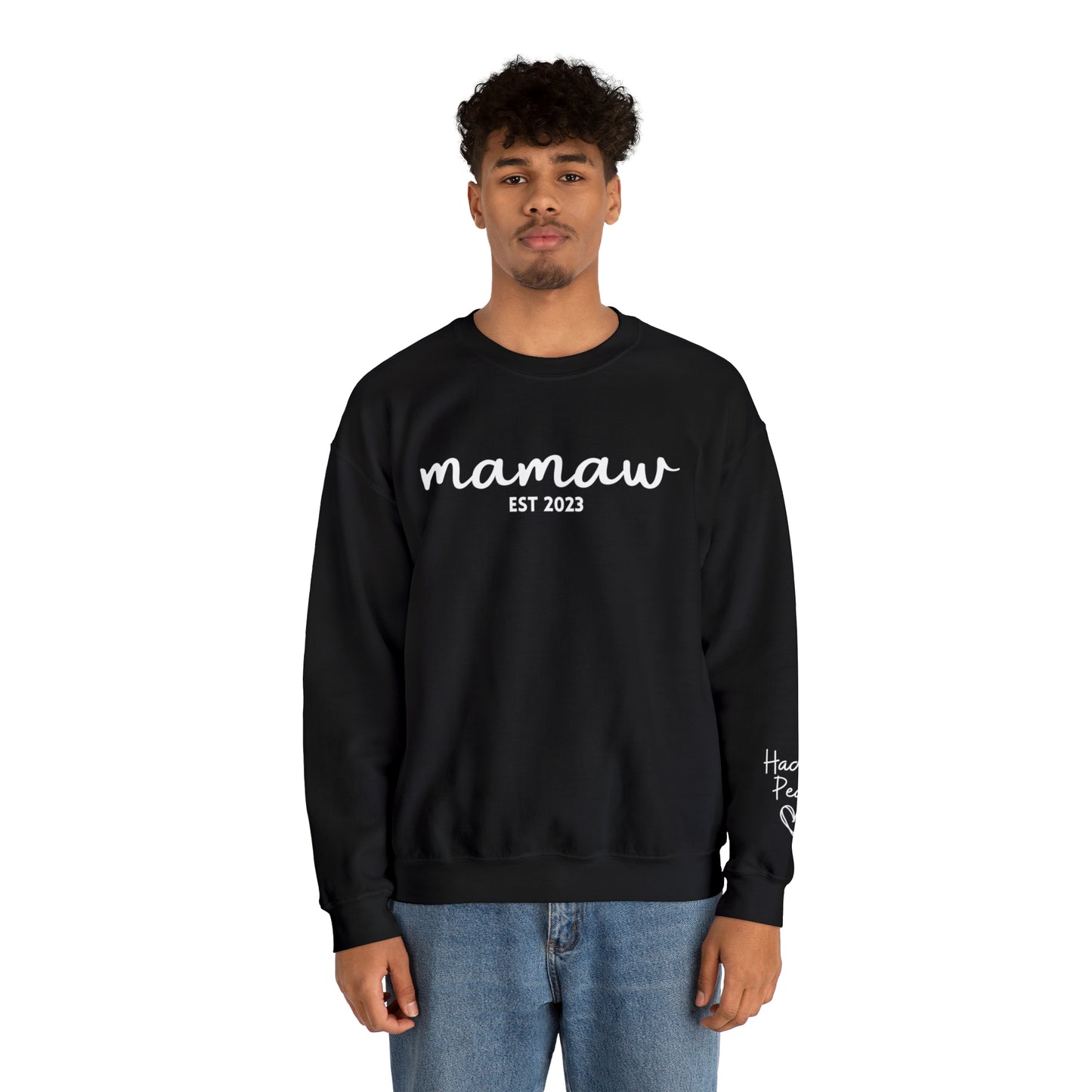 PERSONALIZED - Front and Sleeve Mamaw/Mimi/Mama Crewneck Sweatshirt