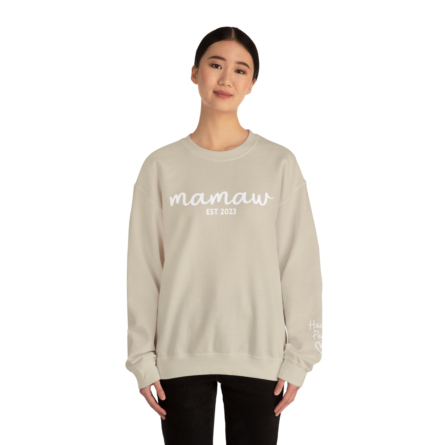 PERSONALIZED - Front and Sleeve Mamaw/Mimi/Mama Crewneck Sweatshirt