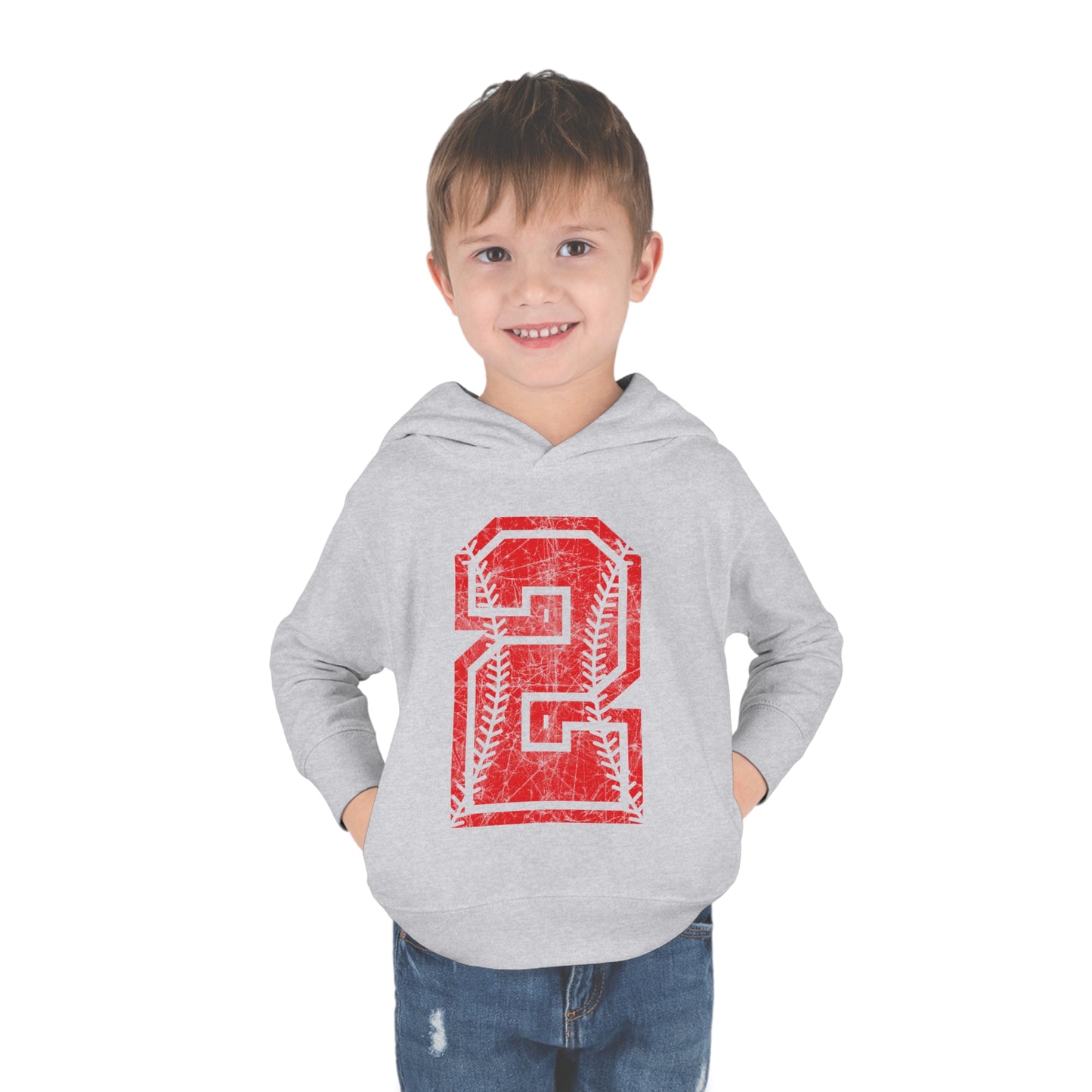 PERSONALIZED - Braves Baseball Number Toddler Pullover Fleece Hoodie