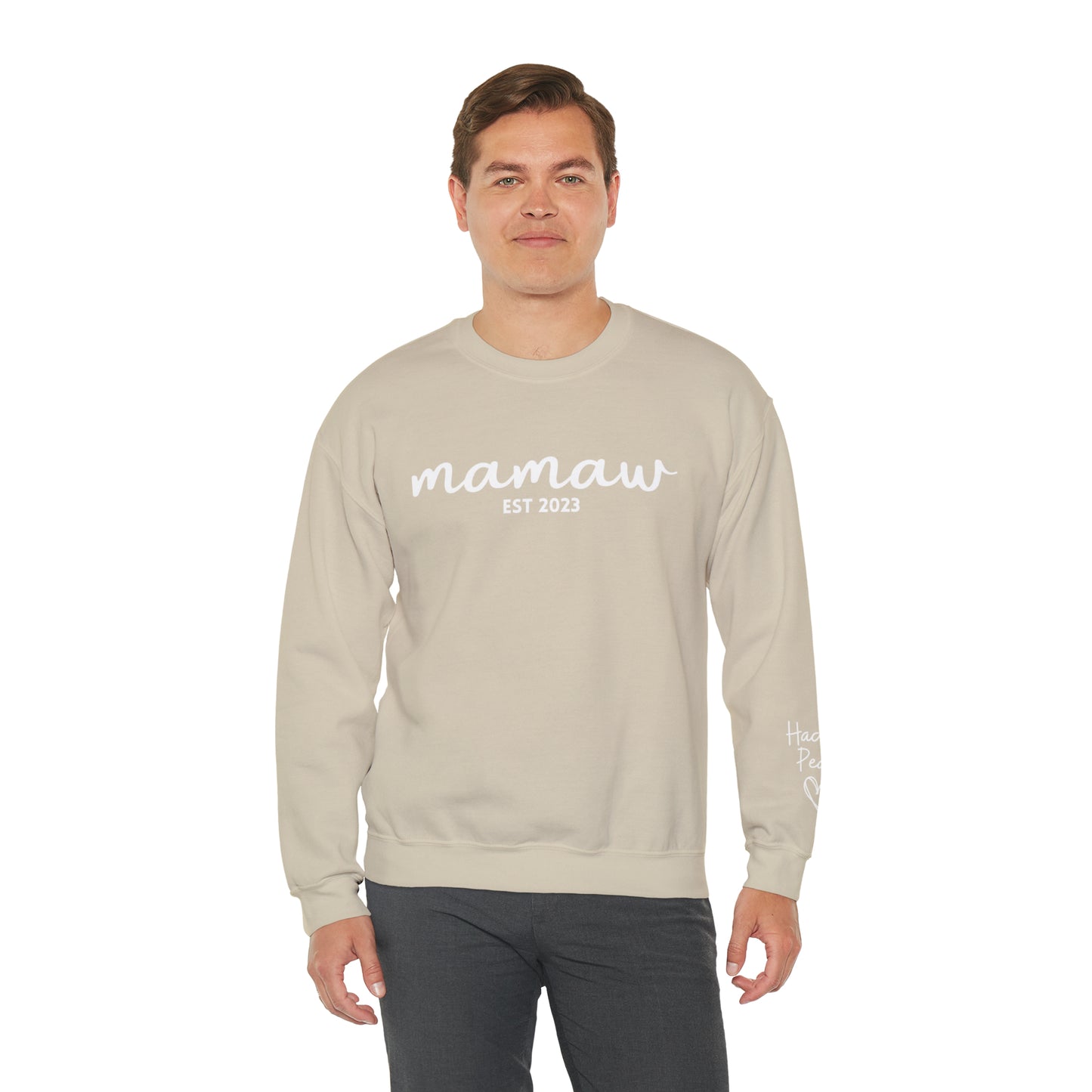 PERSONALIZED - Front and Sleeve Mamaw/Mimi/Mama Crewneck Sweatshirt