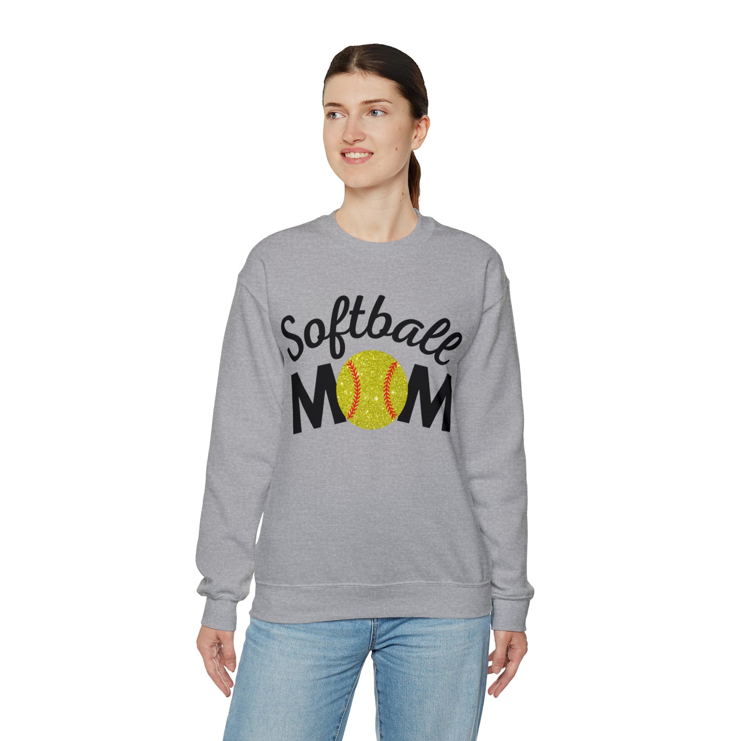 Softball Mom Shimmer Crewneck Sweatshirt