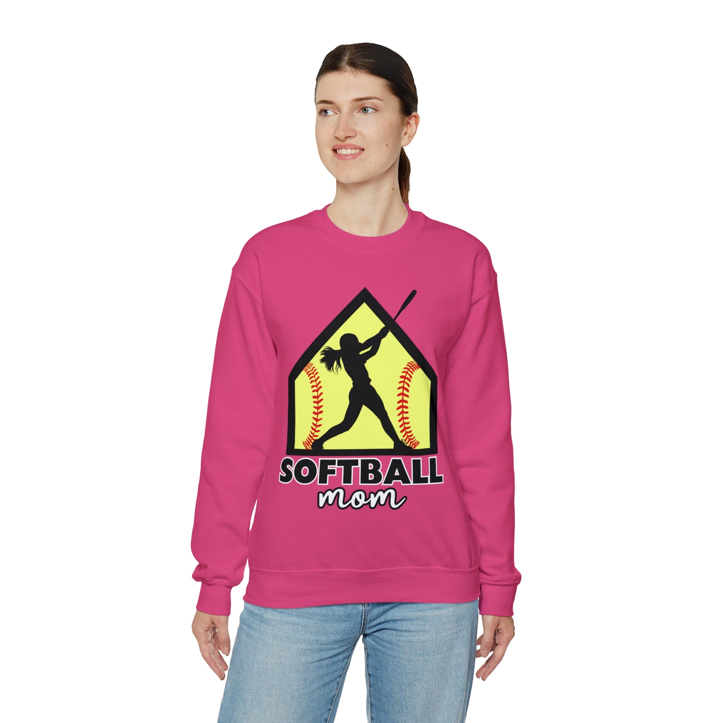 Softball Mom with base Crewneck Sweatshirt