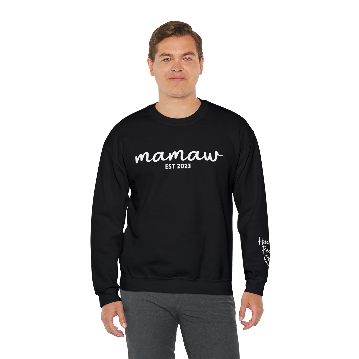PERSONALIZED - Front and Sleeve Mamaw/Mimi/Mama Crewneck Sweatshirt