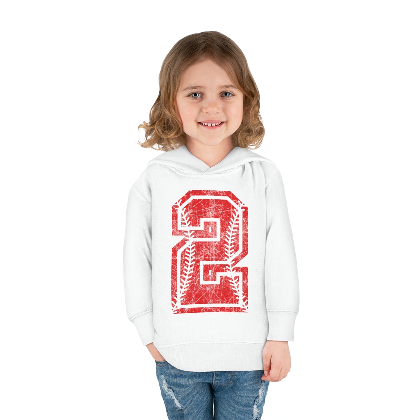 PERSONALIZED - Braves Baseball Number Toddler Pullover Fleece Hoodie