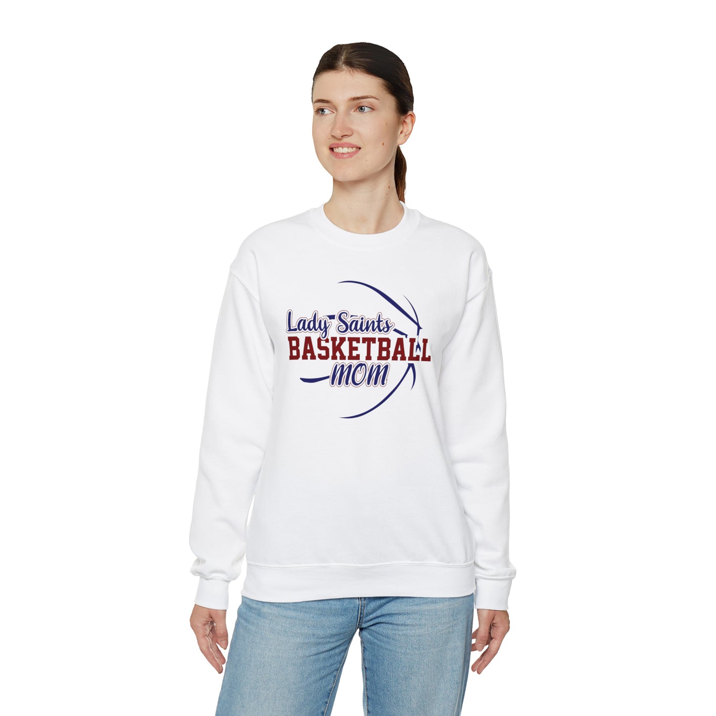 Lady Saints Basketball Mom Unisex Heavy Blend™ Crewneck Sweatshirt