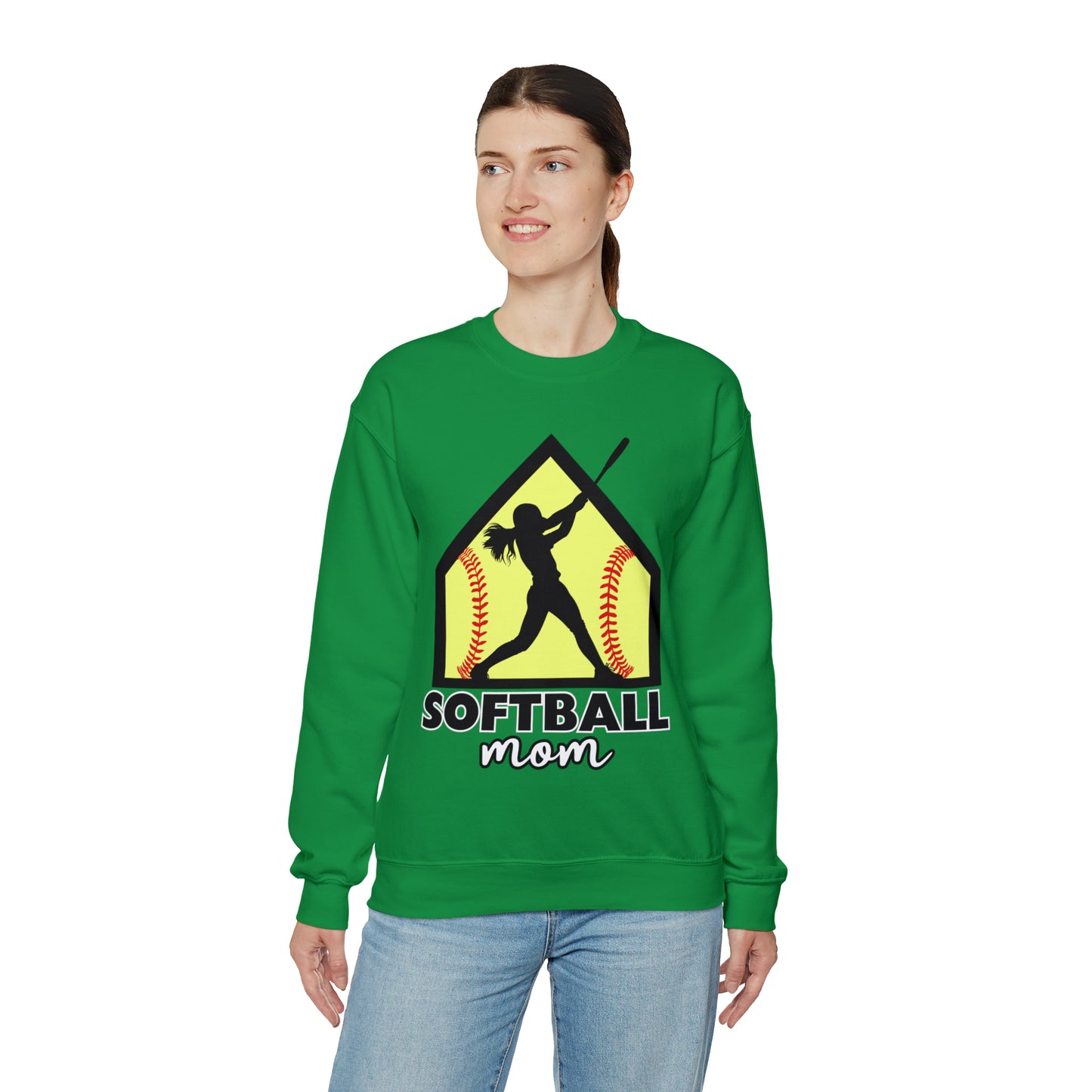 Softball Mom with base Crewneck Sweatshirt