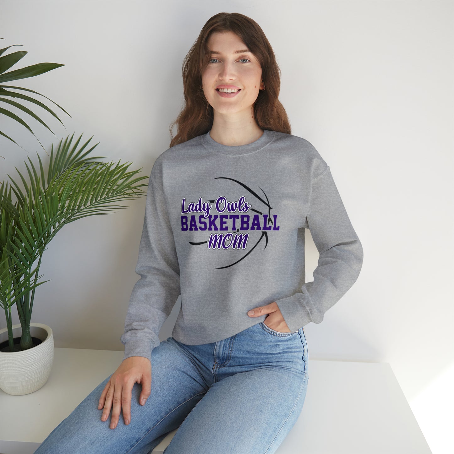 Lady Owls Basketball Mom Unisex Heavy Blend™ Crewneck Sweatshirt