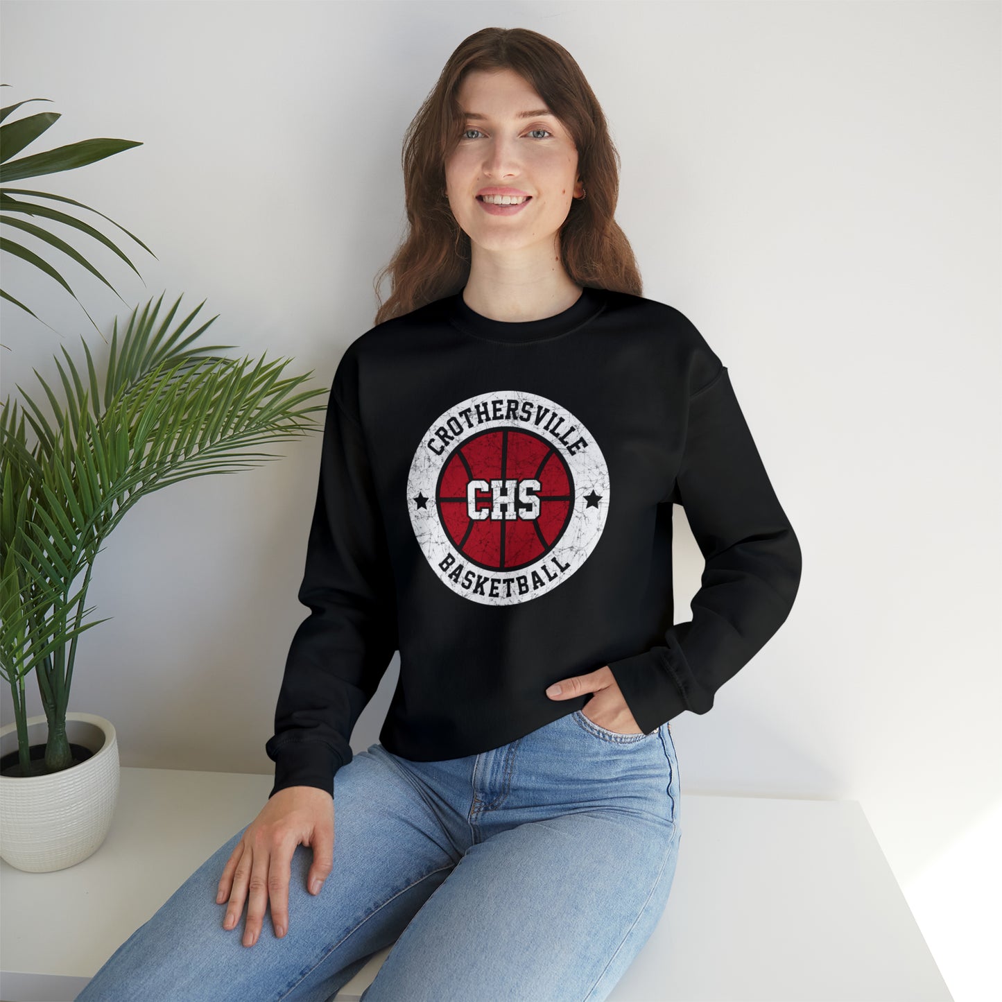 Vintage Crothersville Basketball Unisex Heavy Blend™ Crewneck Sweatshirt