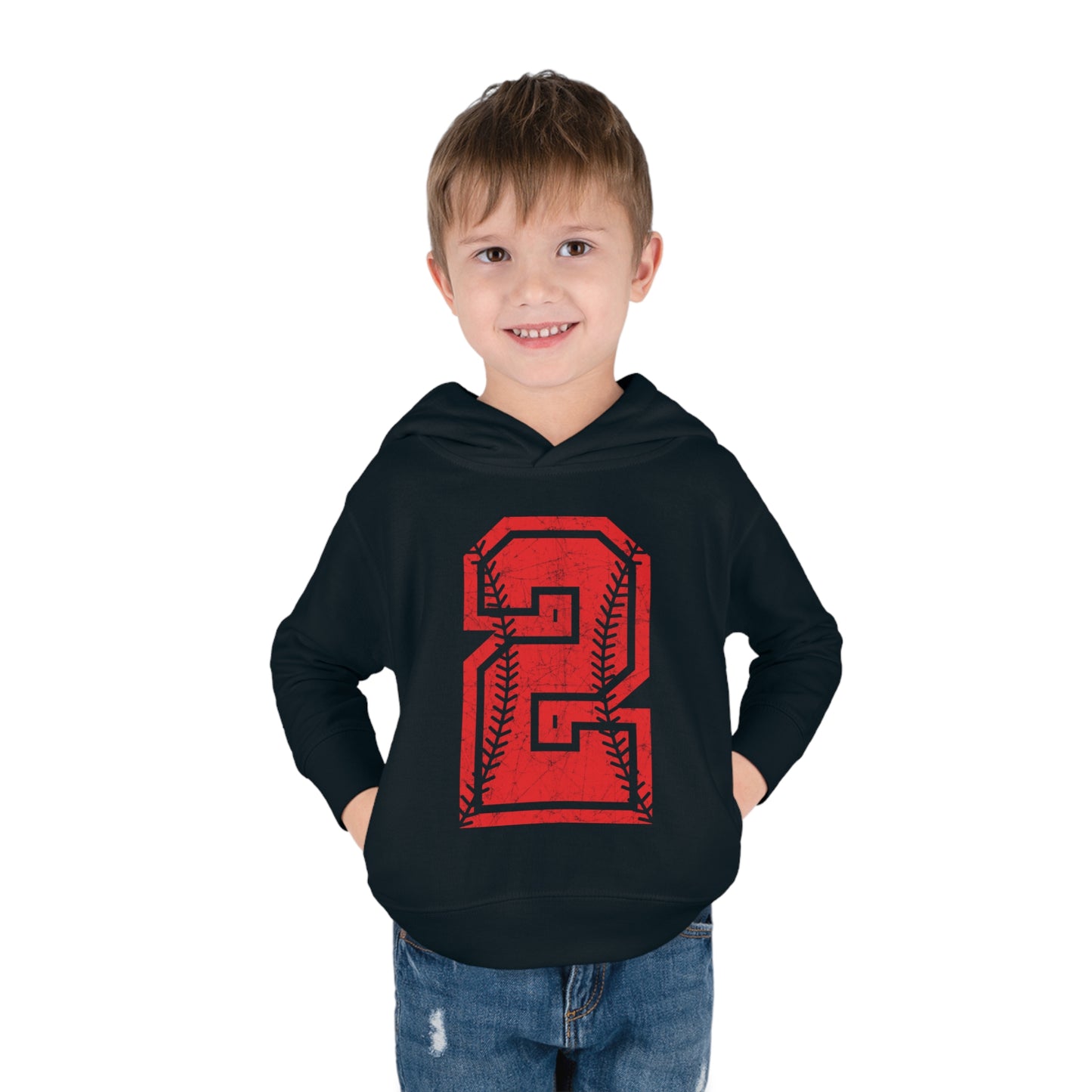 PERSONALIZED - Braves Baseball Number Toddler Pullover Fleece Hoodie