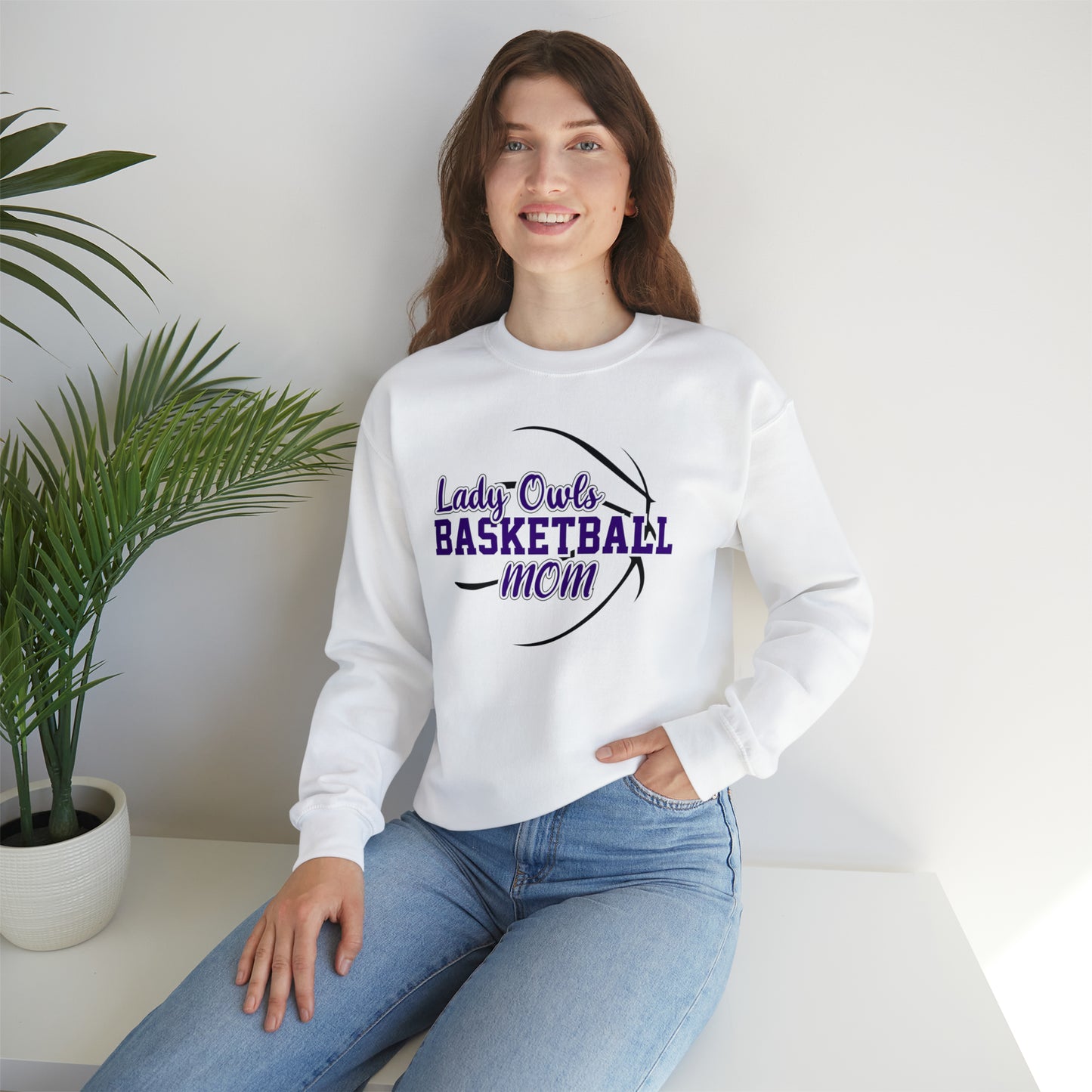 Lady Owls Basketball Mom Unisex Heavy Blend™ Crewneck Sweatshirt