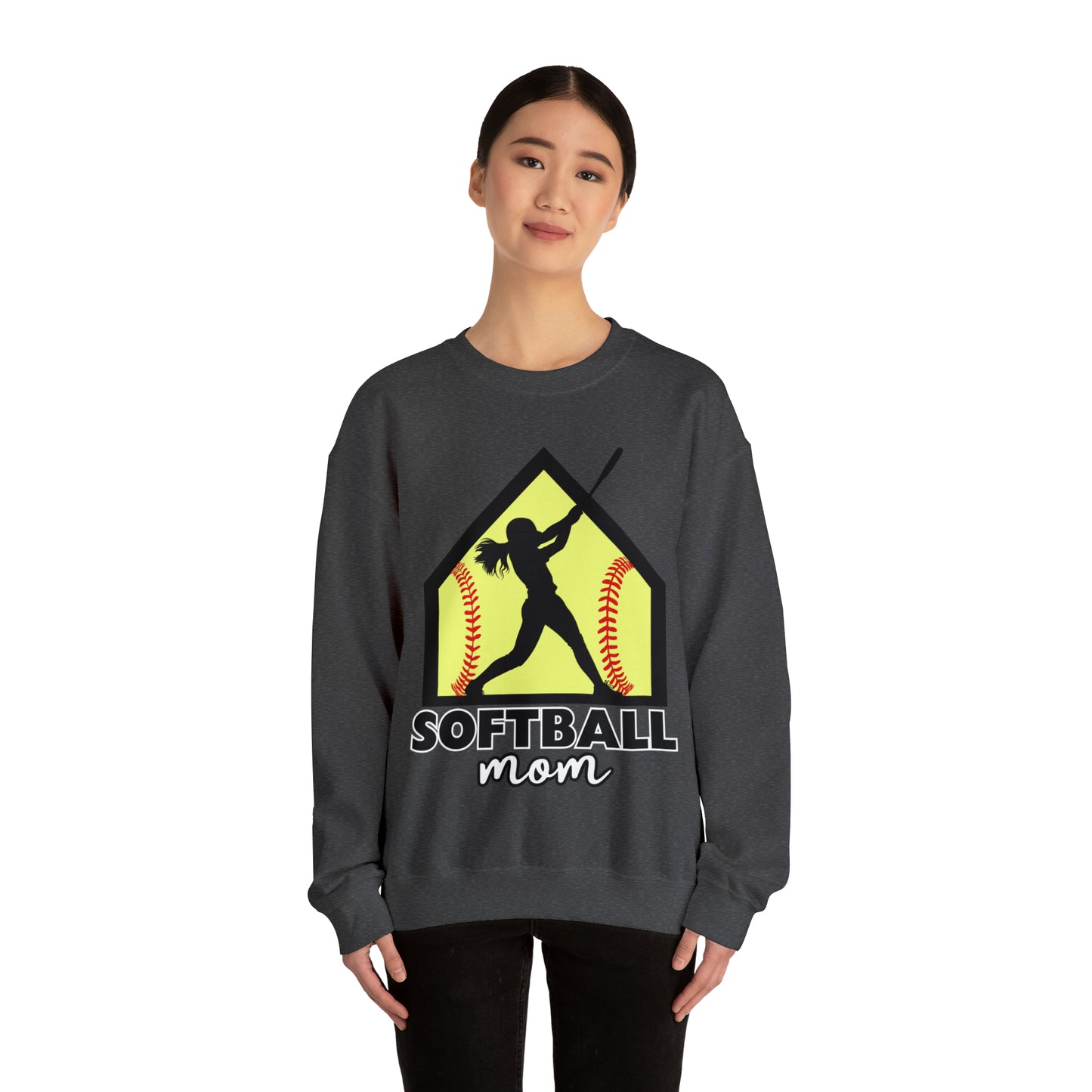 Softball Mom with base Crewneck Sweatshirt