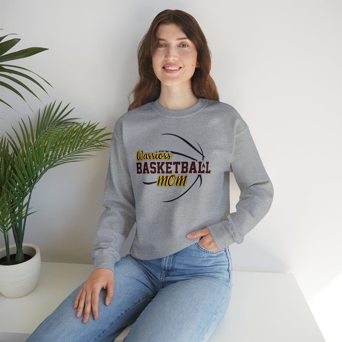 Warriors Basketball Mom Unisex Heavy Blend™ Crewneck Sweatshirt