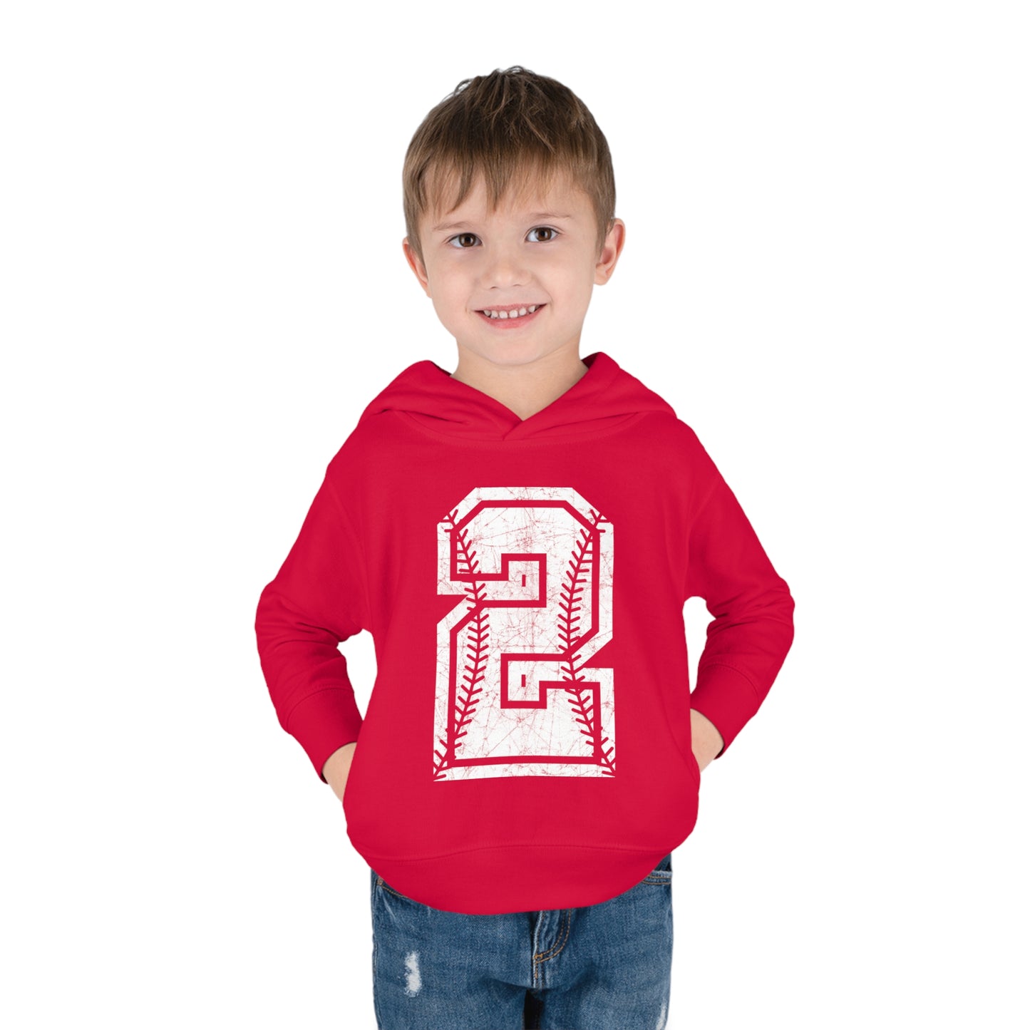 PERSONALIZED - Braves Baseball Number Toddler Pullover Fleece Hoodie