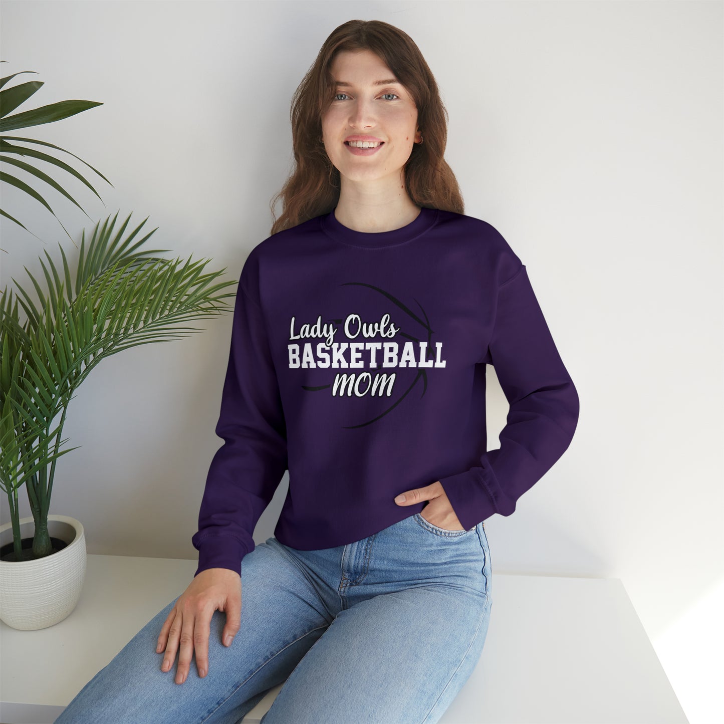 Lady Owls Basketball Mom Unisex Heavy Blend™ Crewneck Sweatshirt
