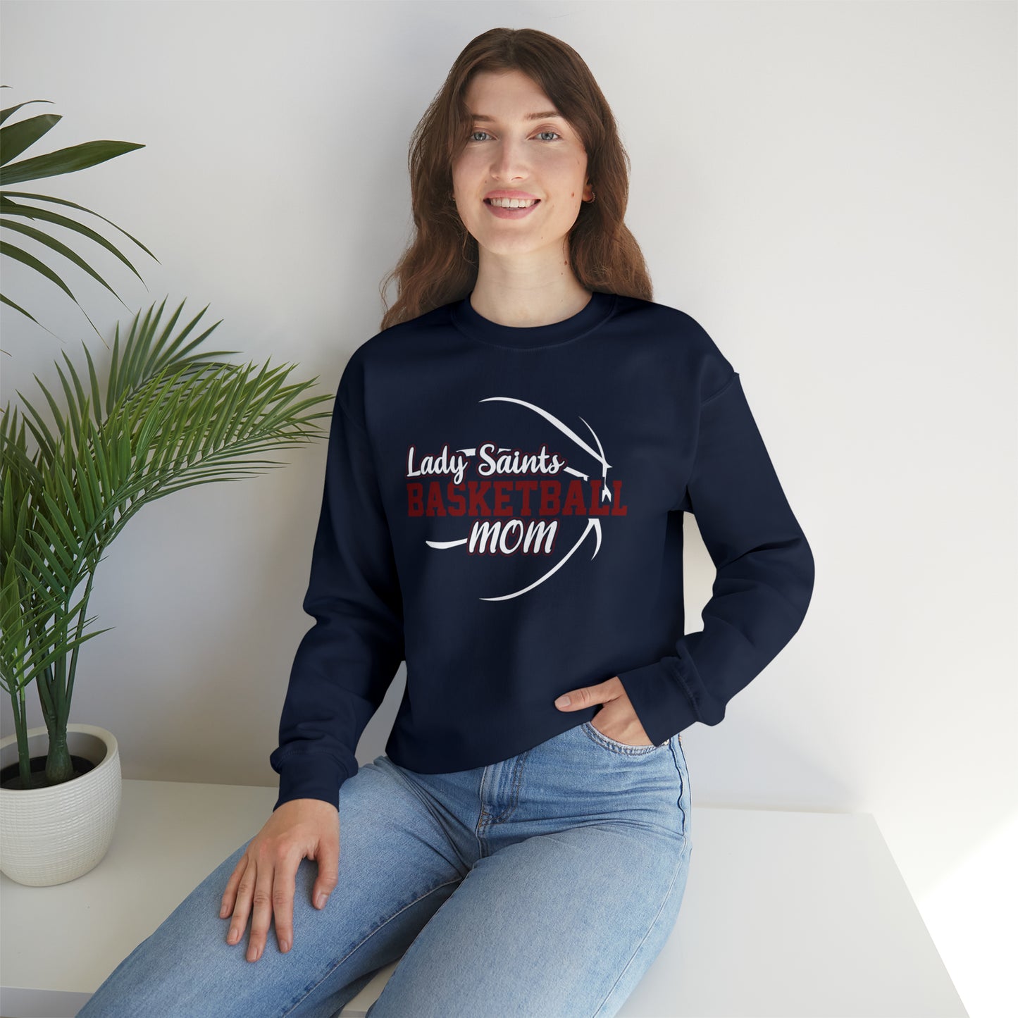 Lady Saints Basketball Mom Unisex Heavy Blend™ Crewneck Sweatshirt