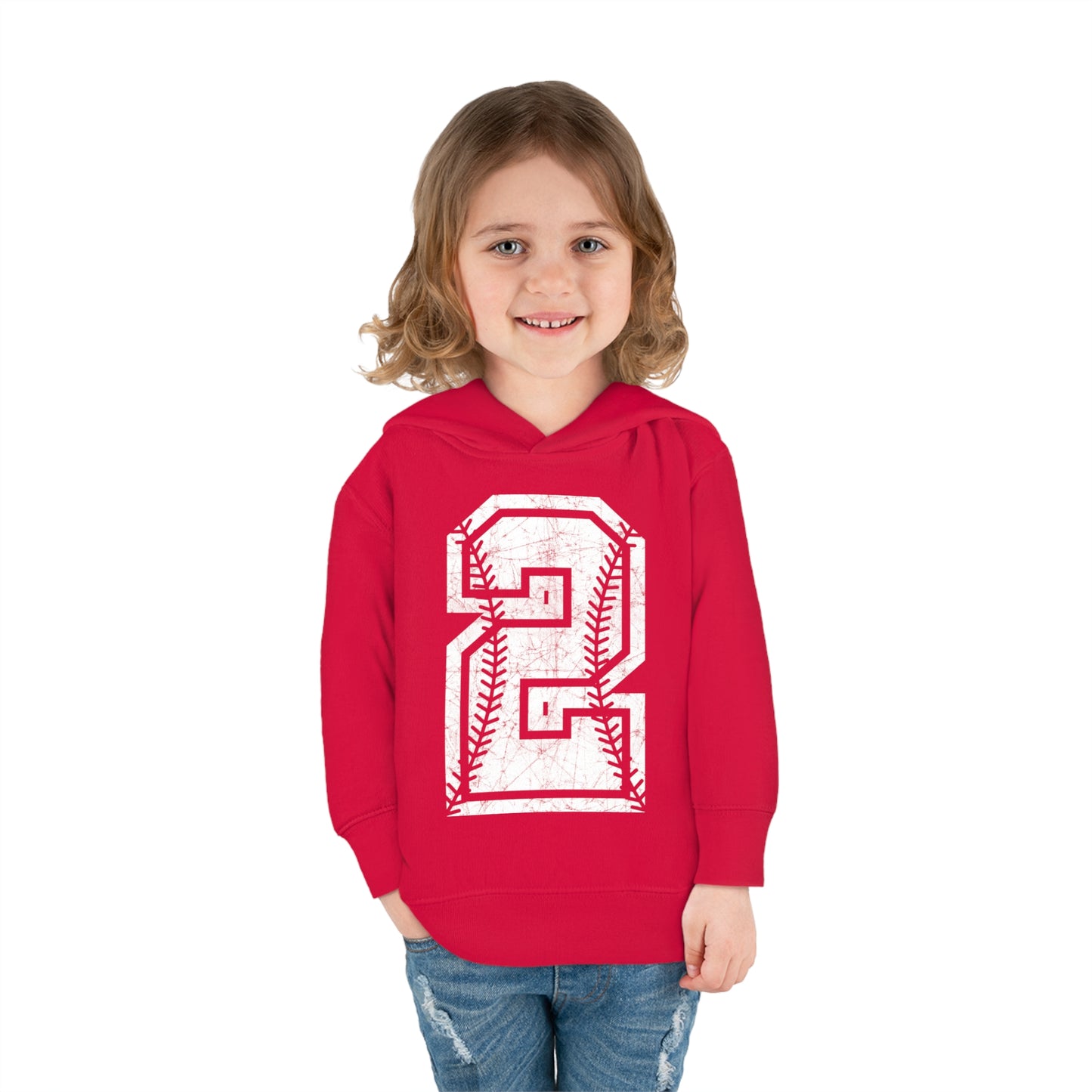 PERSONALIZED - Braves Baseball Number Toddler Pullover Fleece Hoodie