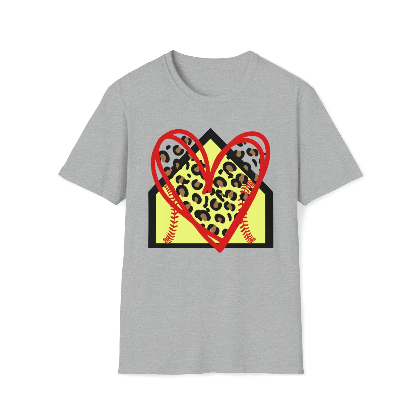 Softball Leopard Heart Softstyle T-Shirt