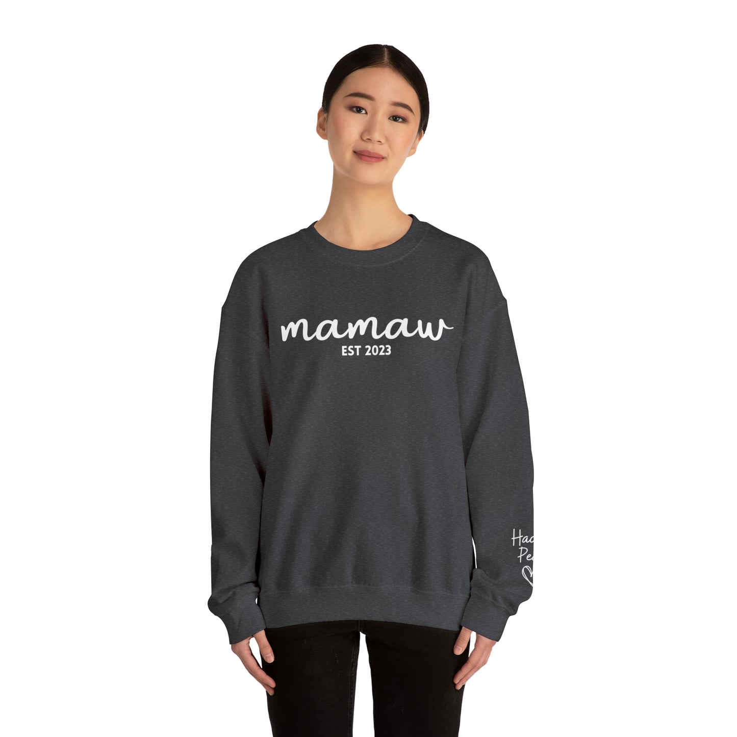 PERSONALIZED - Front and Sleeve Mamaw/Mimi/Mama Crewneck Sweatshirt