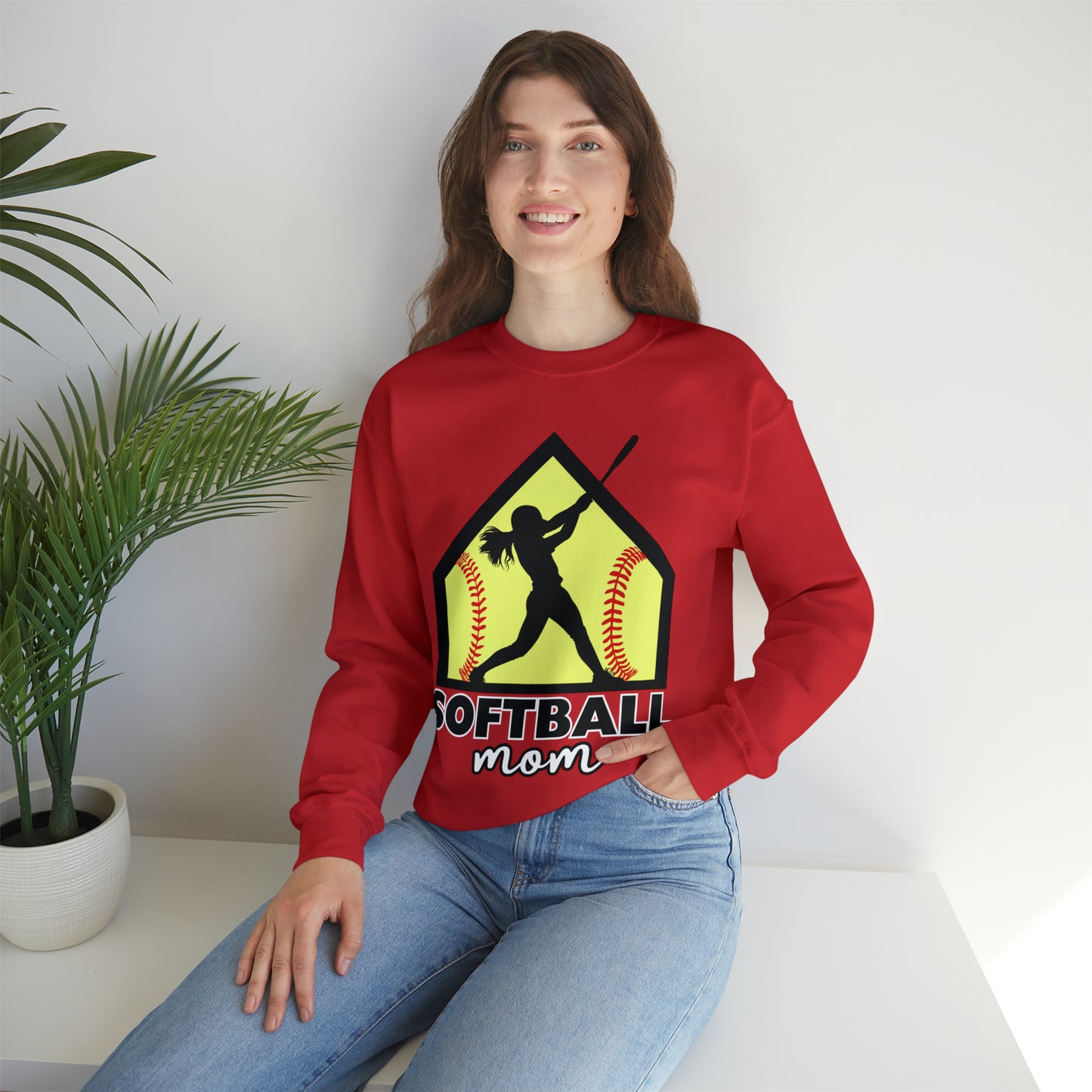 Softball Mom with base Crewneck Sweatshirt
