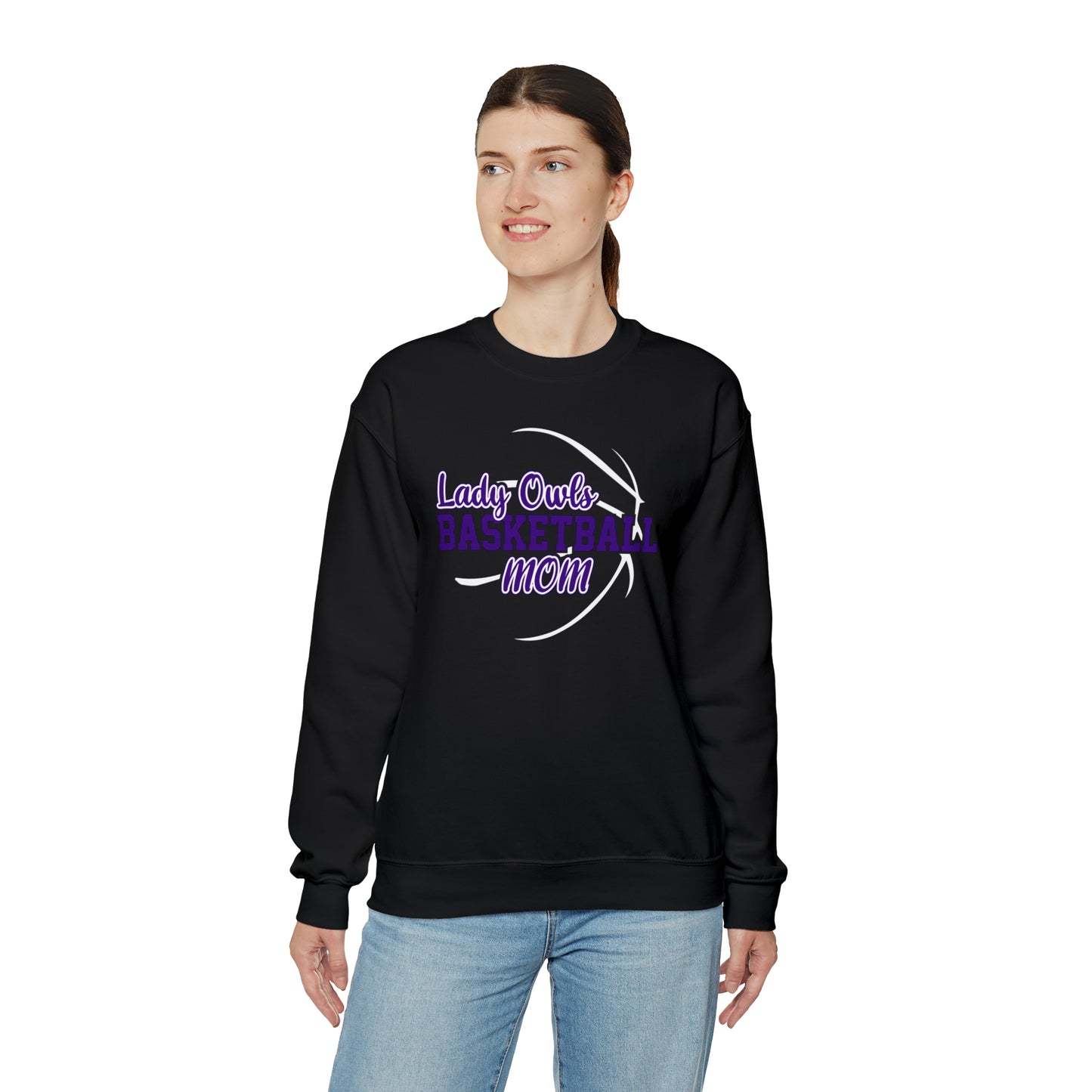 Lady Owls Basketball Mom Unisex Heavy Blend™ Crewneck Sweatshirt
