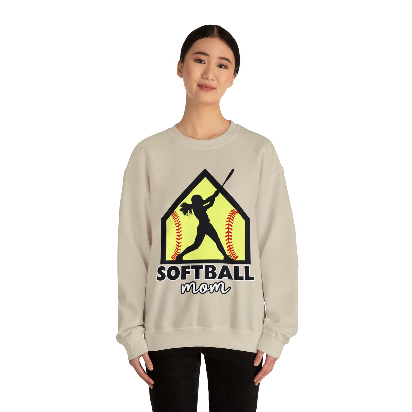 Softball Mom with base Crewneck Sweatshirt