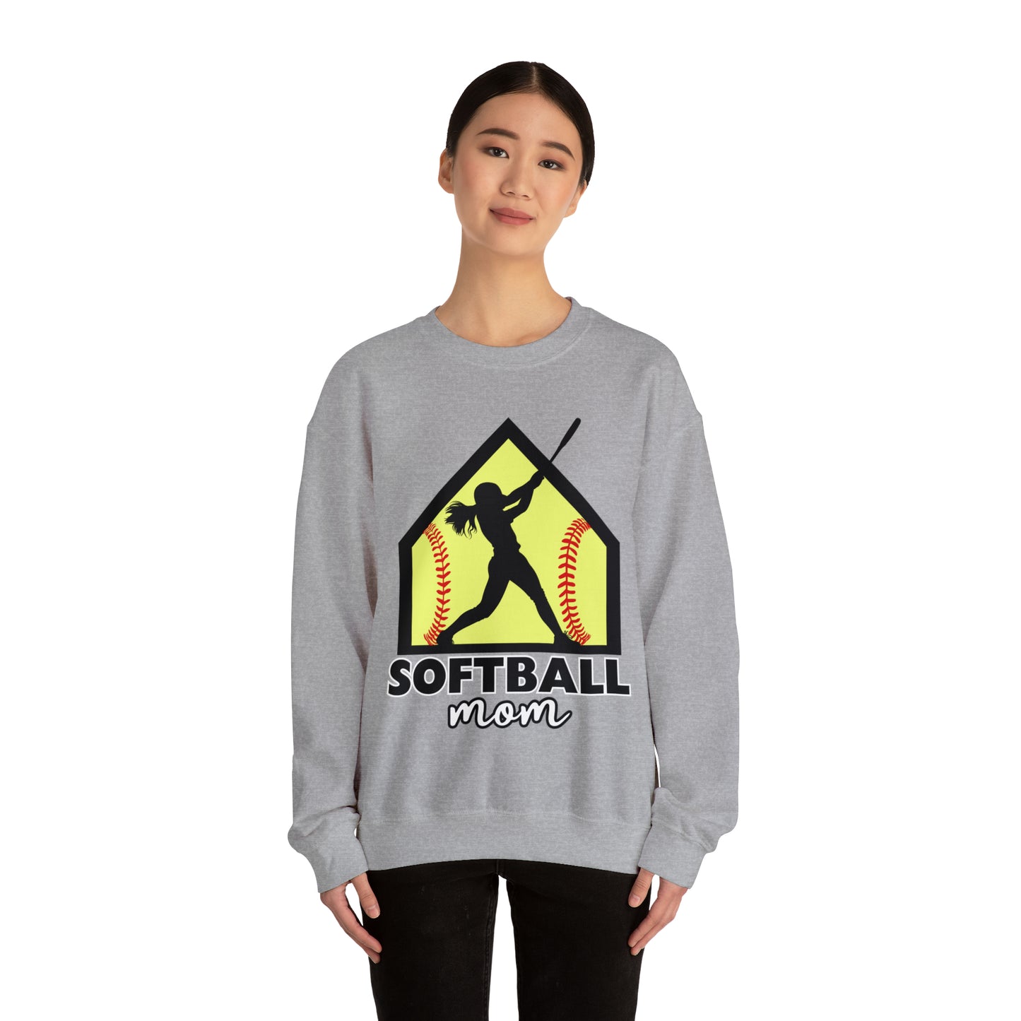 Softball Mom with base Crewneck Sweatshirt
