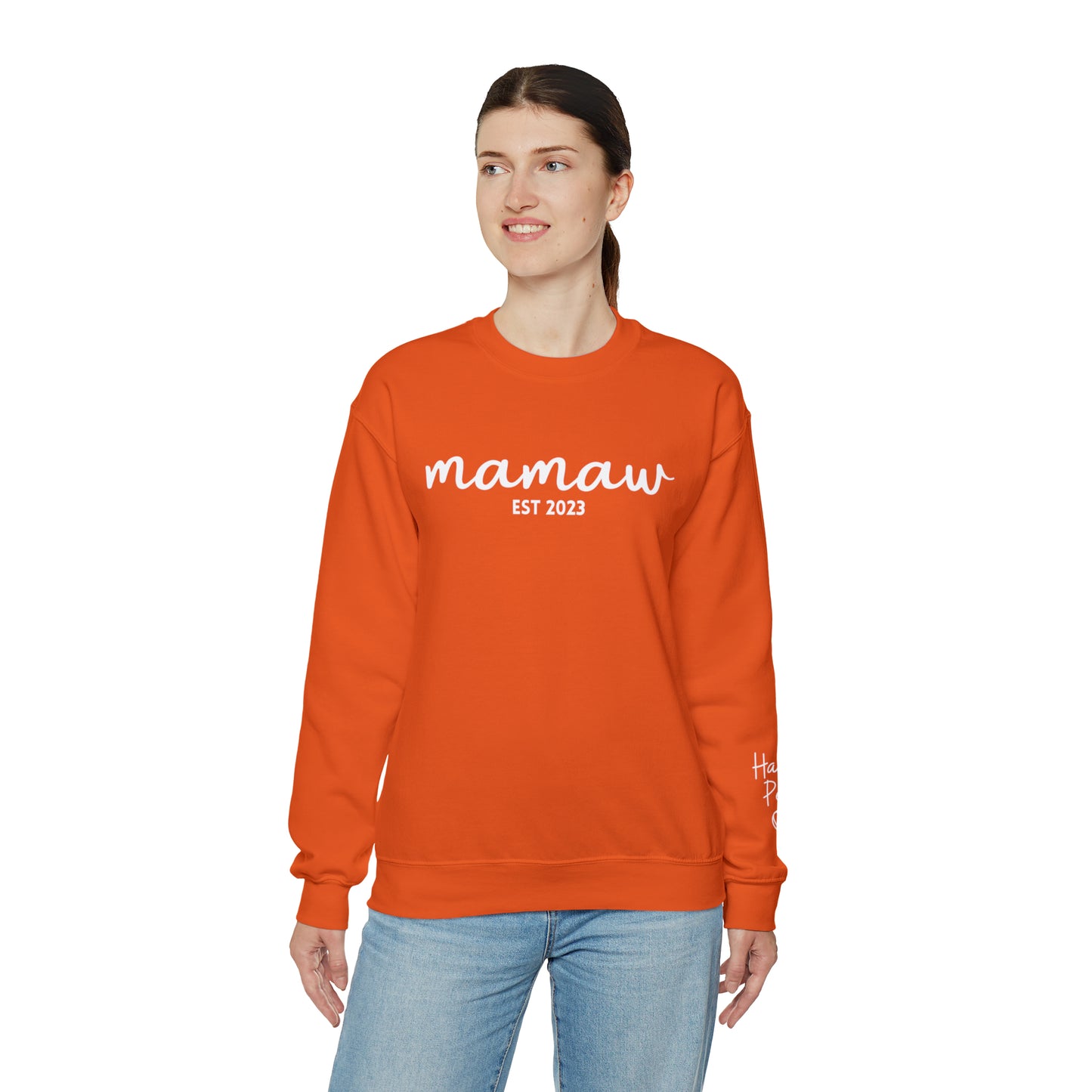 PERSONALIZED - Front and Sleeve Mamaw/Mimi/Mama Crewneck Sweatshirt