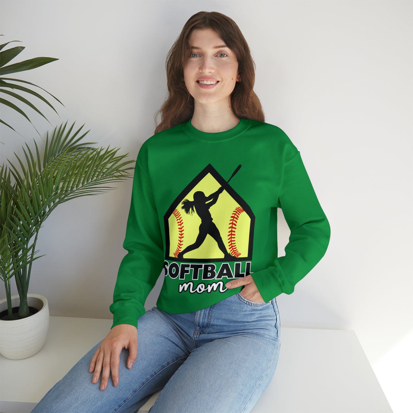 Softball Mom with base Crewneck Sweatshirt