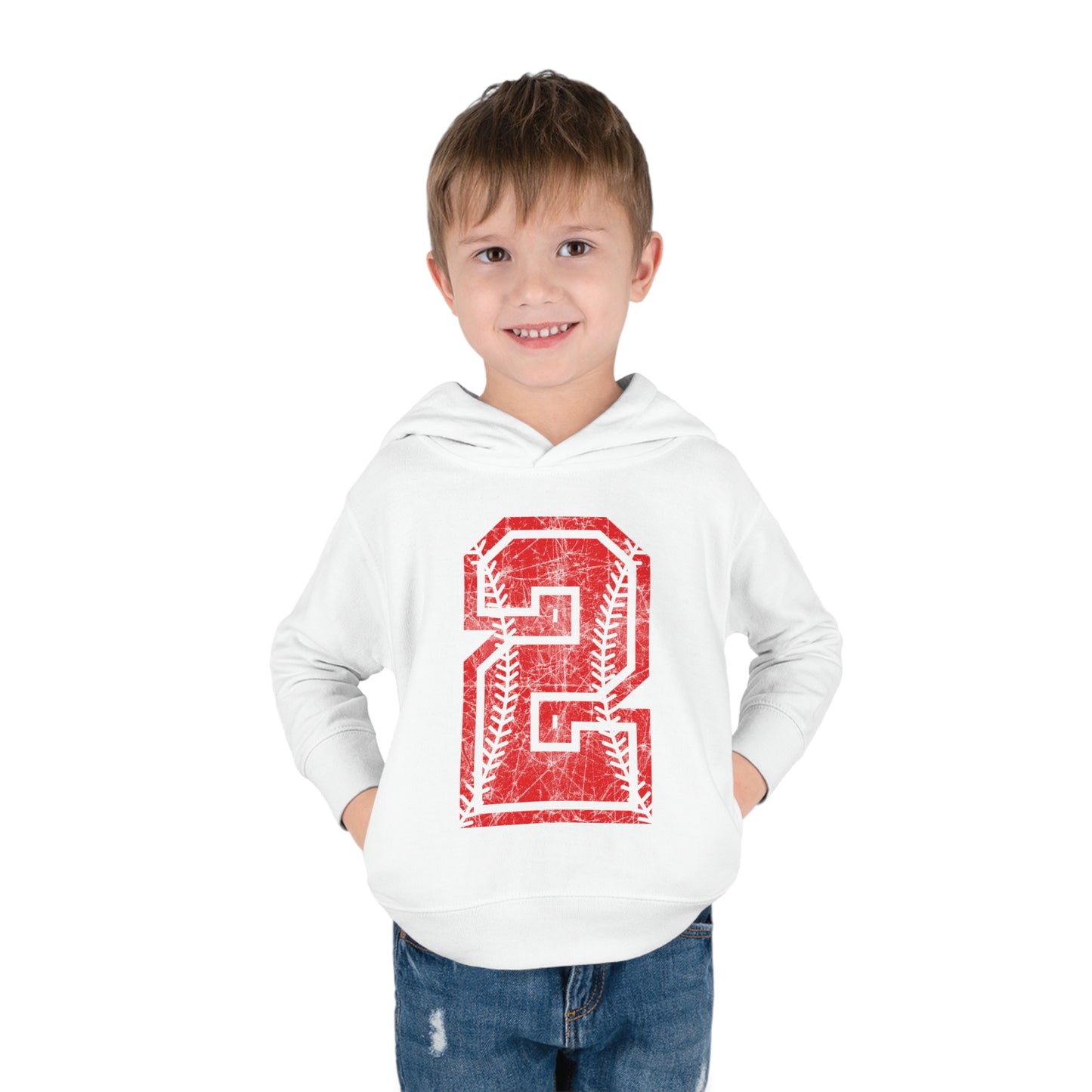 PERSONALIZED - Braves Baseball Number Toddler Pullover Fleece Hoodie