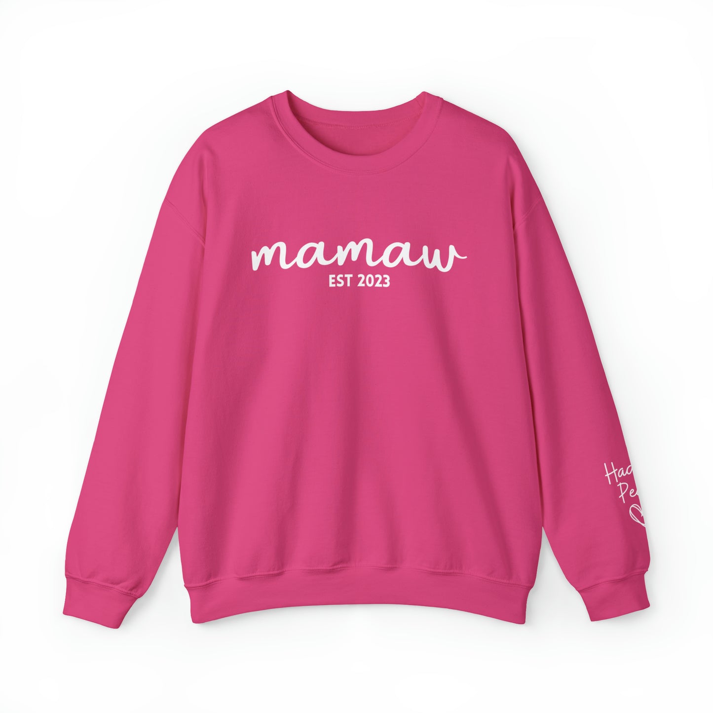PERSONALIZED - Front and Sleeve Mamaw/Mimi/Mama Crewneck Sweatshirt