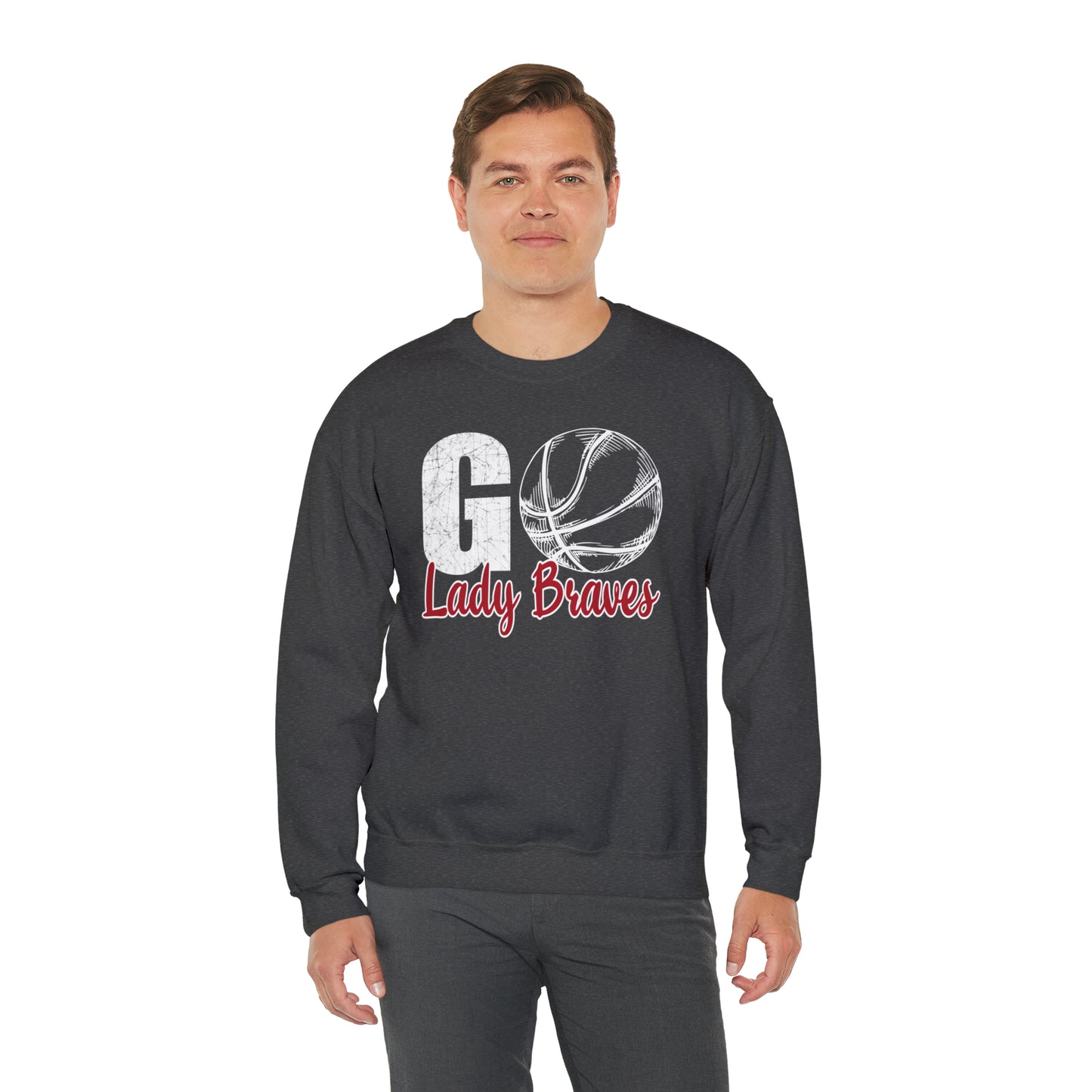 Go Lady Braves Basketball Unisex Heavy Blend™ Crewneck Sweatshirt