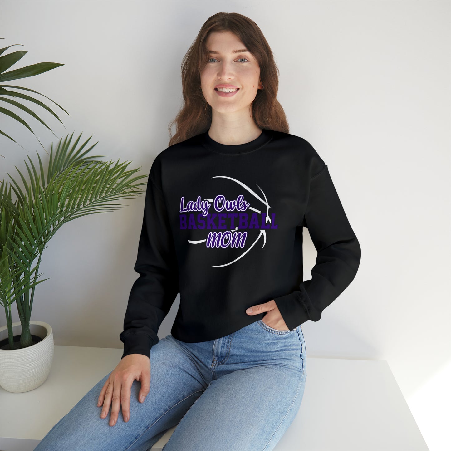 Lady Owls Basketball Mom Unisex Heavy Blend™ Crewneck Sweatshirt
