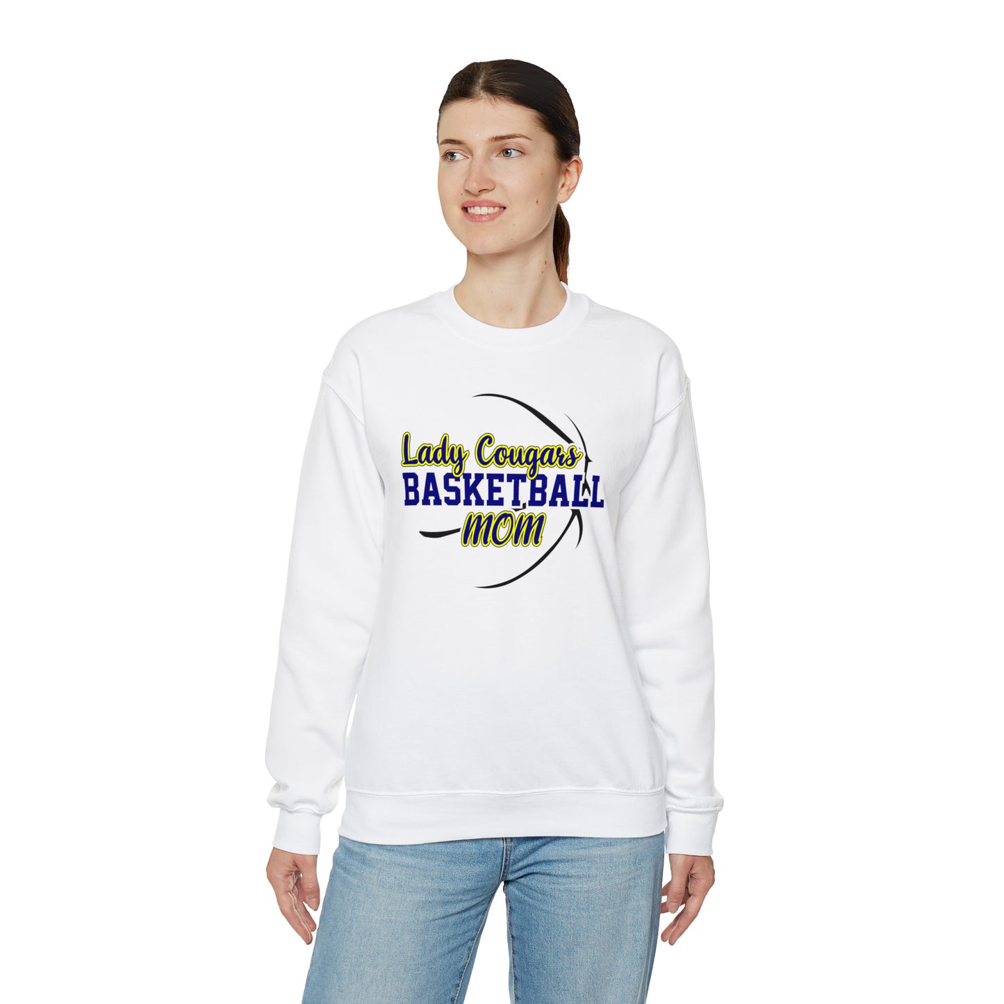 Lady Cougars Basketball Mom Unisex Heavy Blend™ Crewneck Sweatshirt