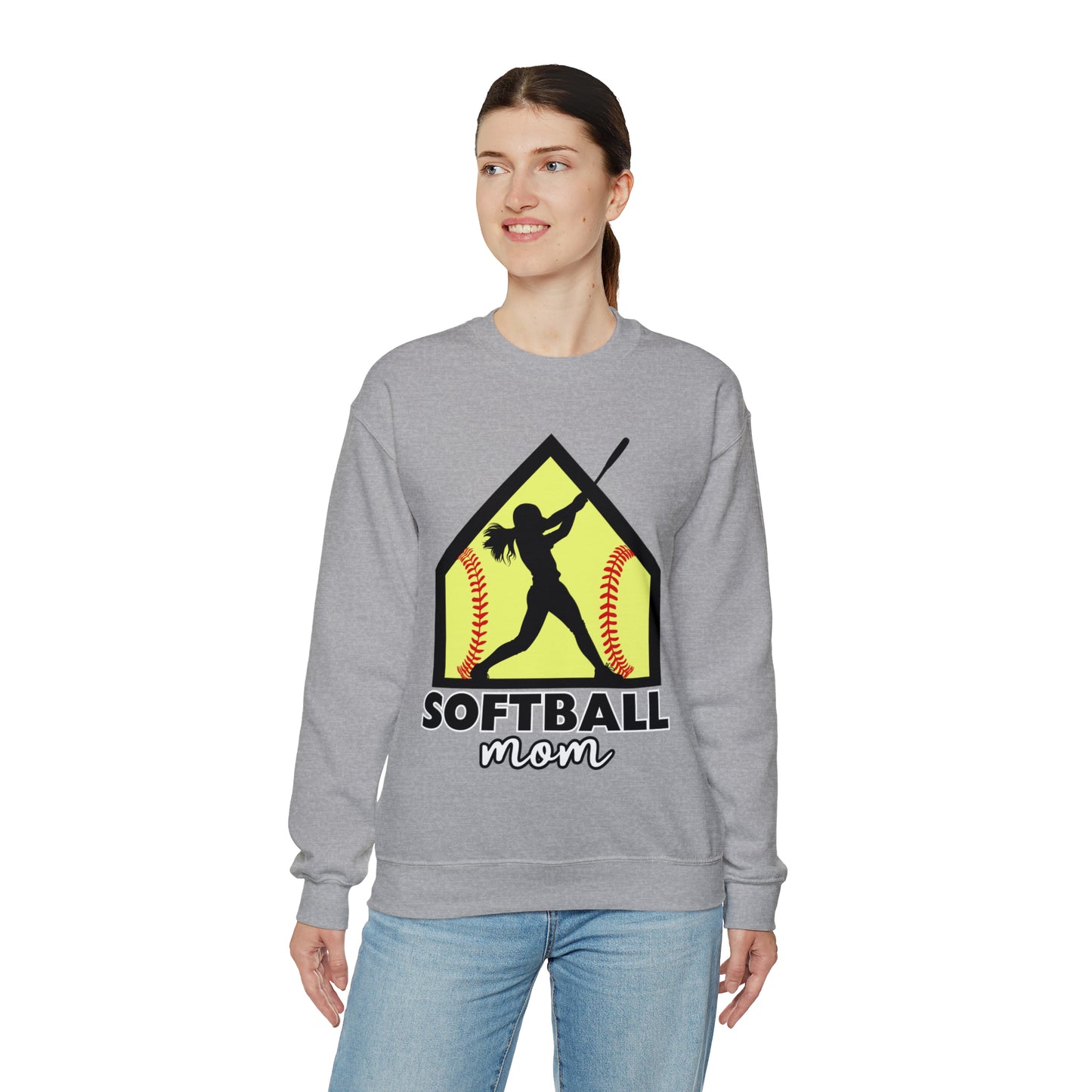 Softball Mom with base Crewneck Sweatshirt