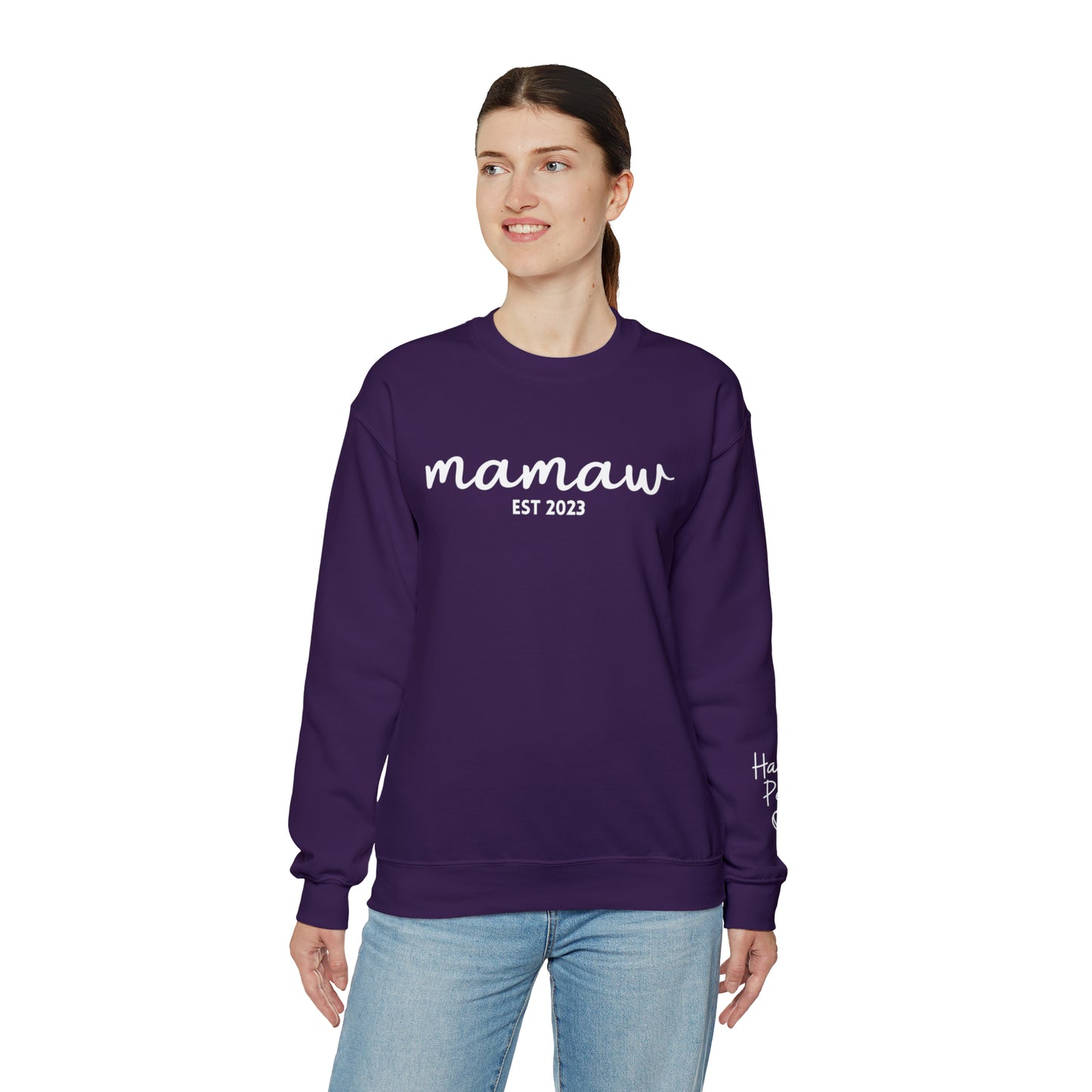 PERSONALIZED - Front and Sleeve Mamaw/Mimi/Mama Crewneck Sweatshirt