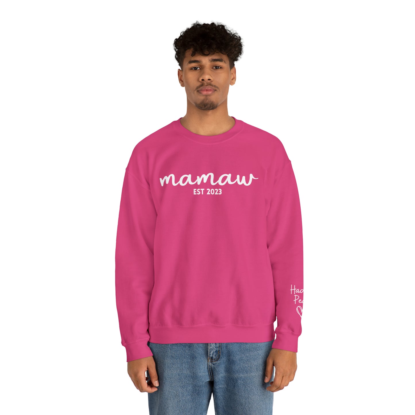 PERSONALIZED - Front and Sleeve Mamaw/Mimi/Mama Crewneck Sweatshirt