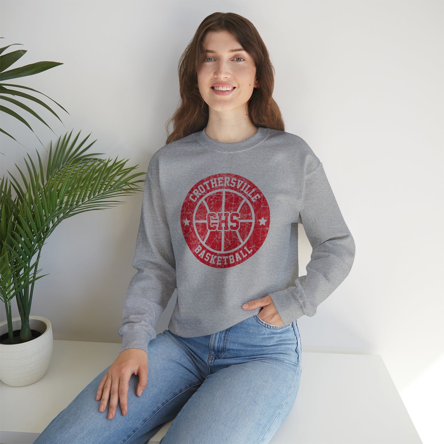 Vintage Crothersville Basketball Unisex Heavy Blend™ Crewneck Sweatshirt