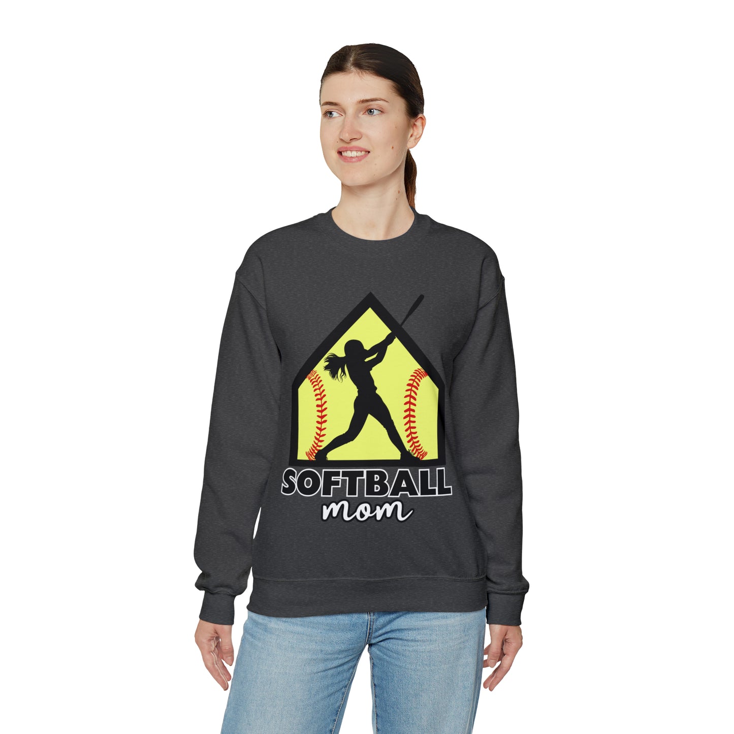 Softball Mom with base Crewneck Sweatshirt