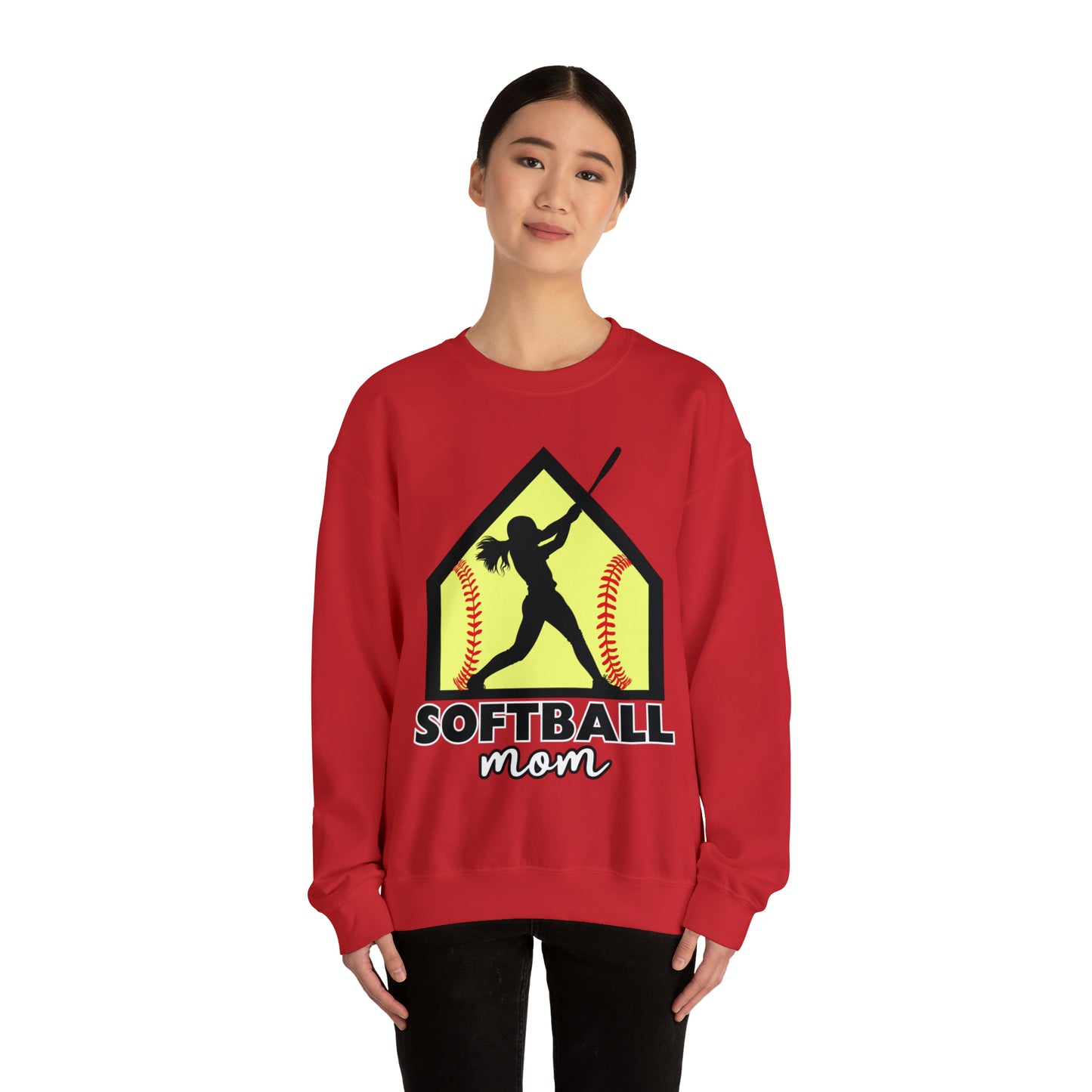 Softball Mom with base Crewneck Sweatshirt