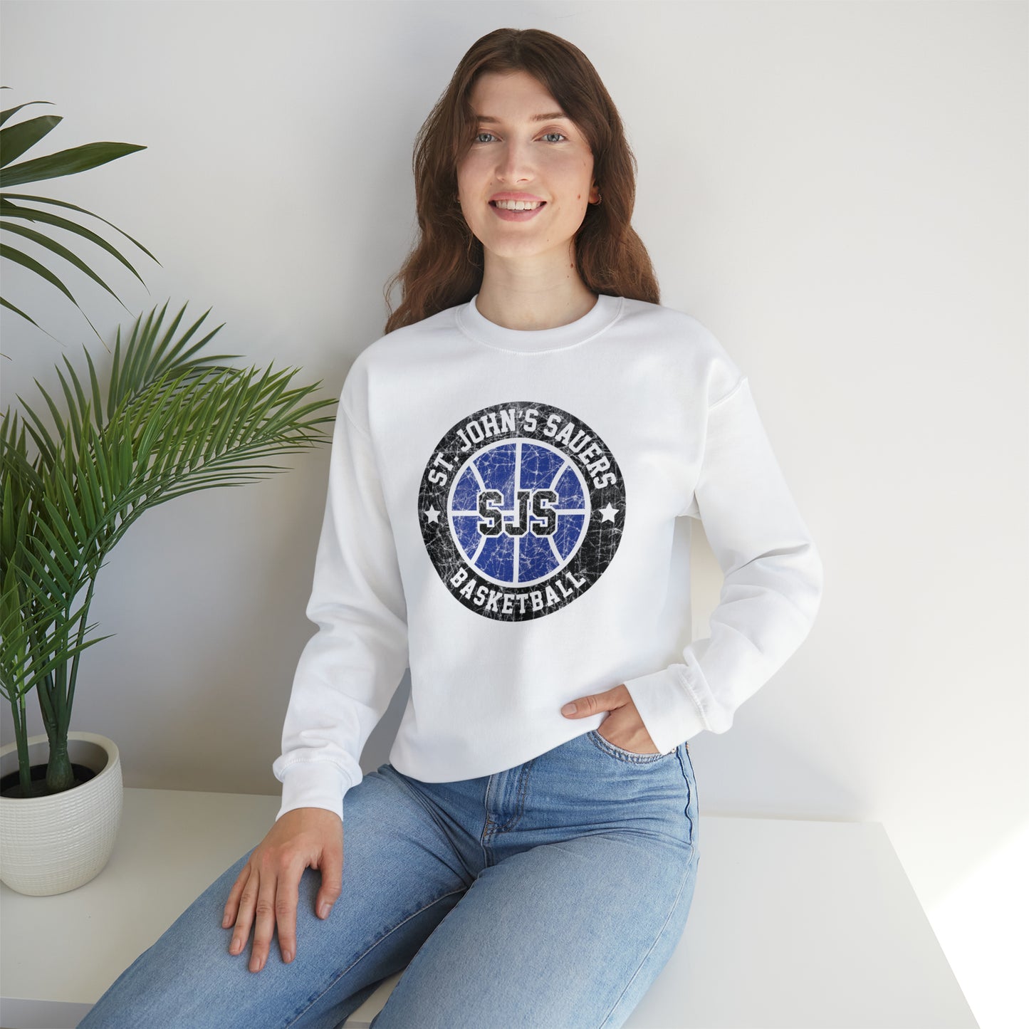 Vintage St. John's Sauers Basketball Unisex Heavy Blend™ Crewneck Sweatshirt