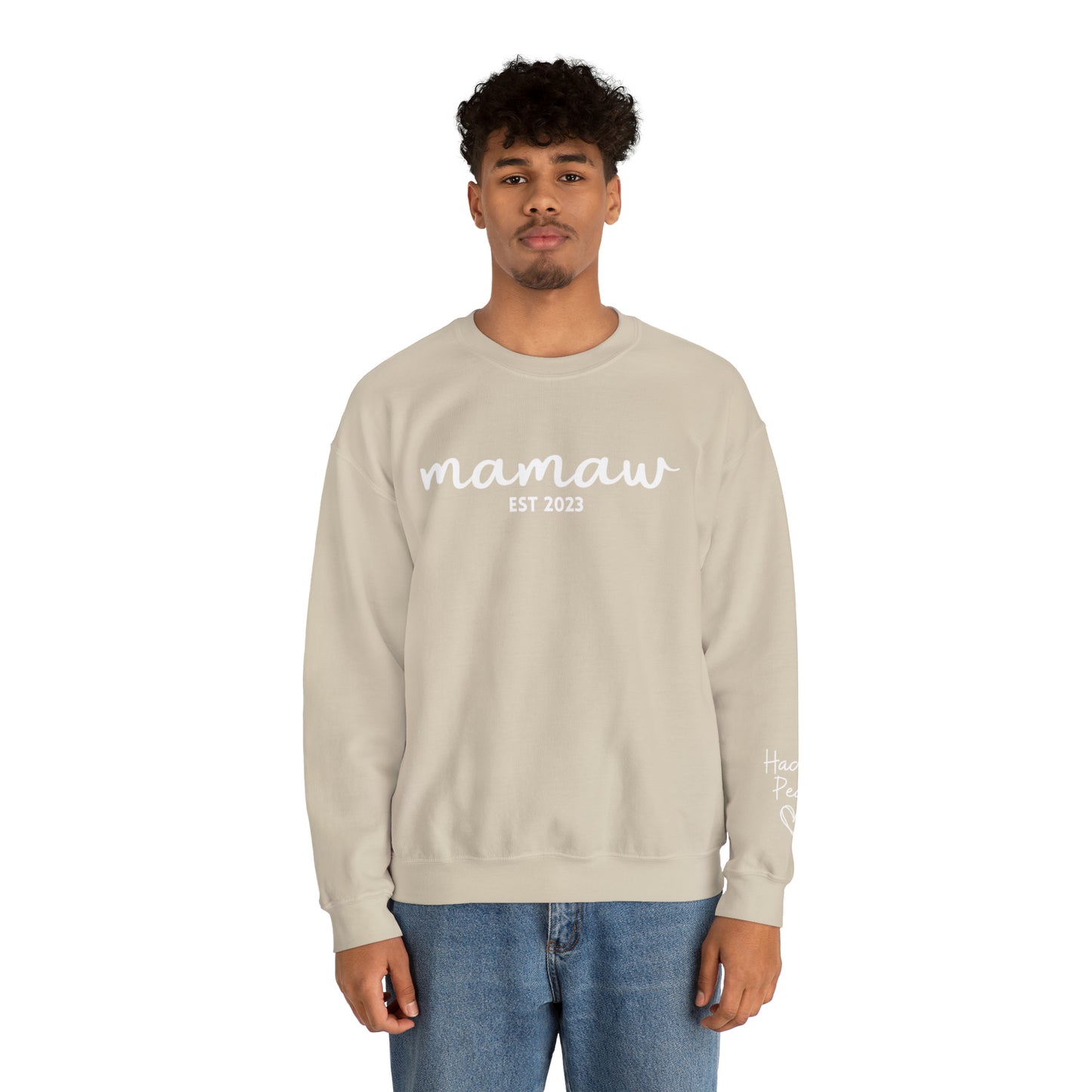 PERSONALIZED - Front and Sleeve Mamaw/Mimi/Mama Crewneck Sweatshirt