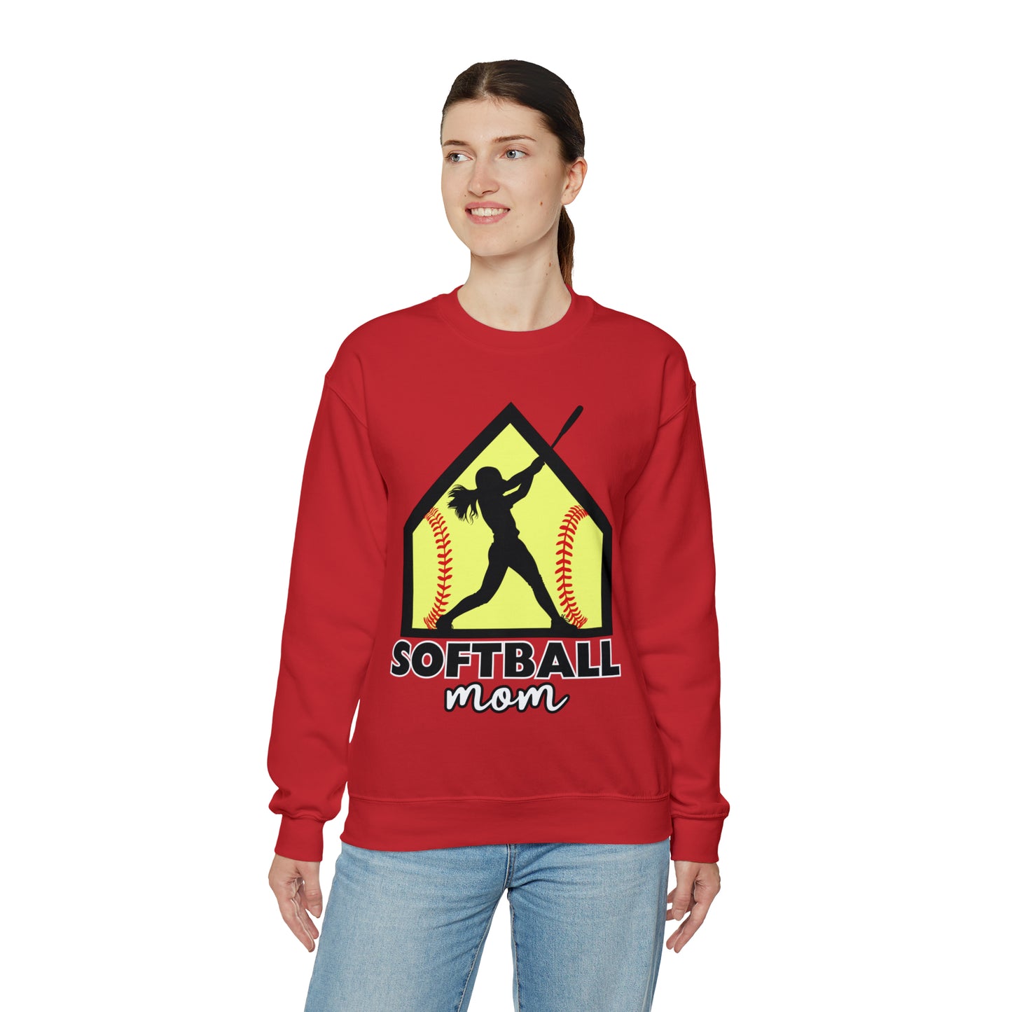 Softball Mom with base Crewneck Sweatshirt