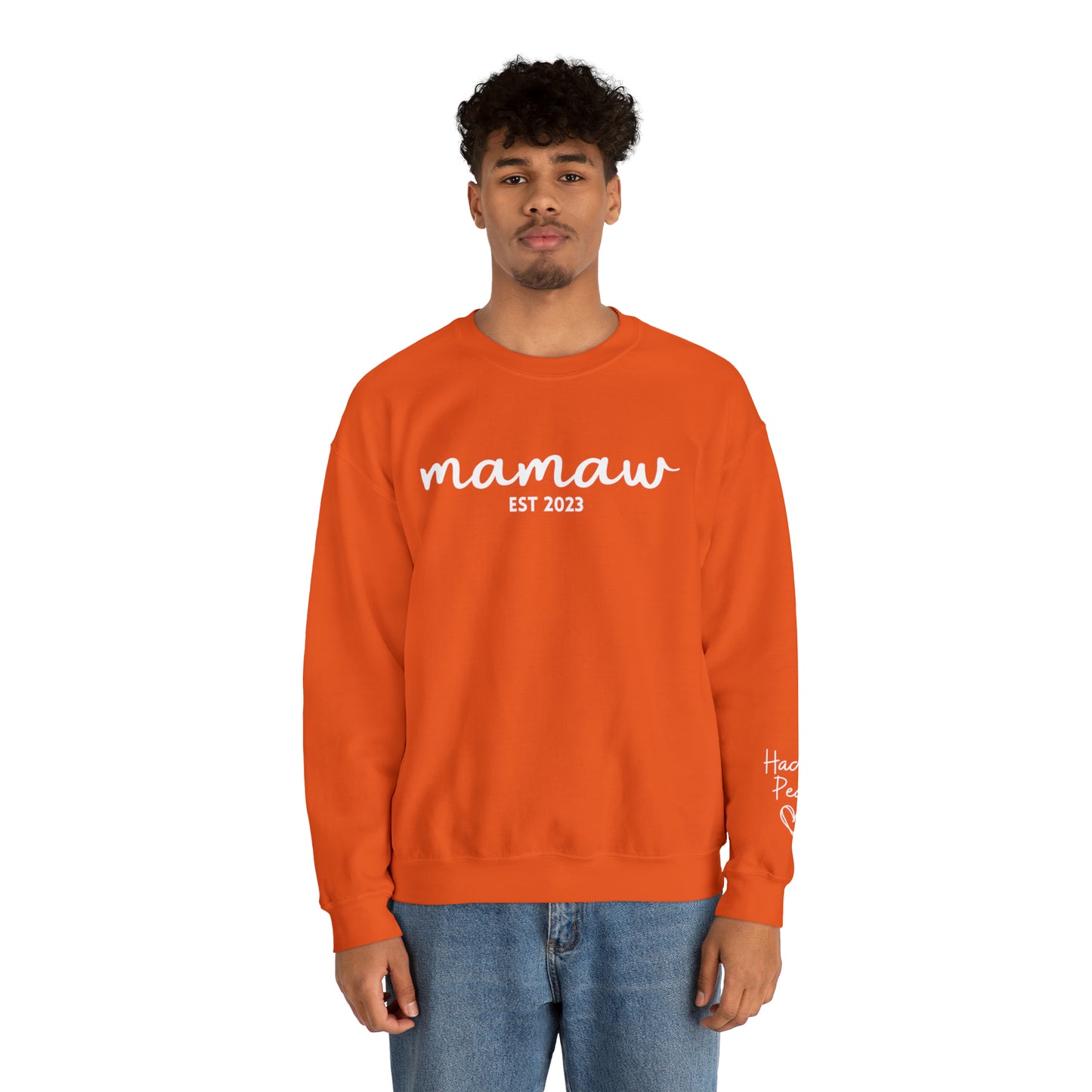 PERSONALIZED - Front and Sleeve Mamaw/Mimi/Mama Crewneck Sweatshirt