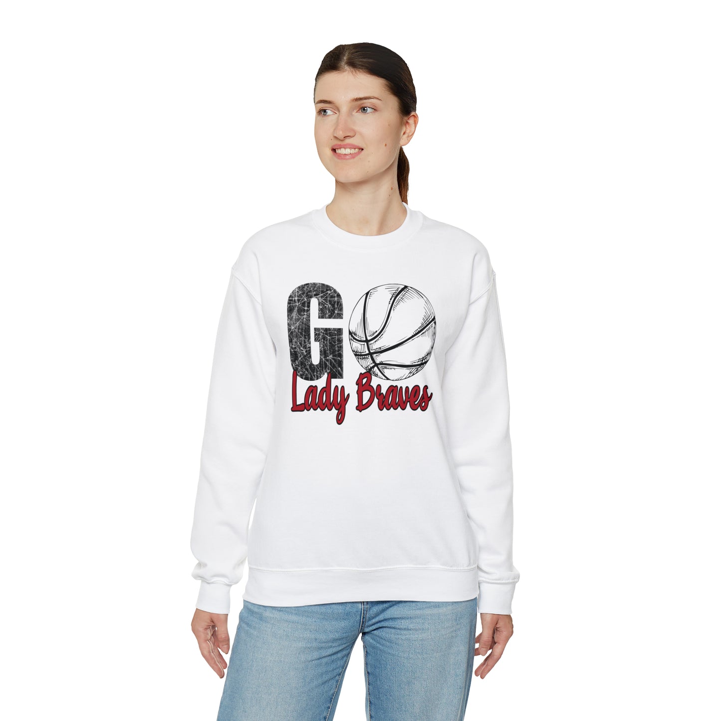 Go Lady Braves Basketball Unisex Heavy Blend™ Crewneck Sweatshirt