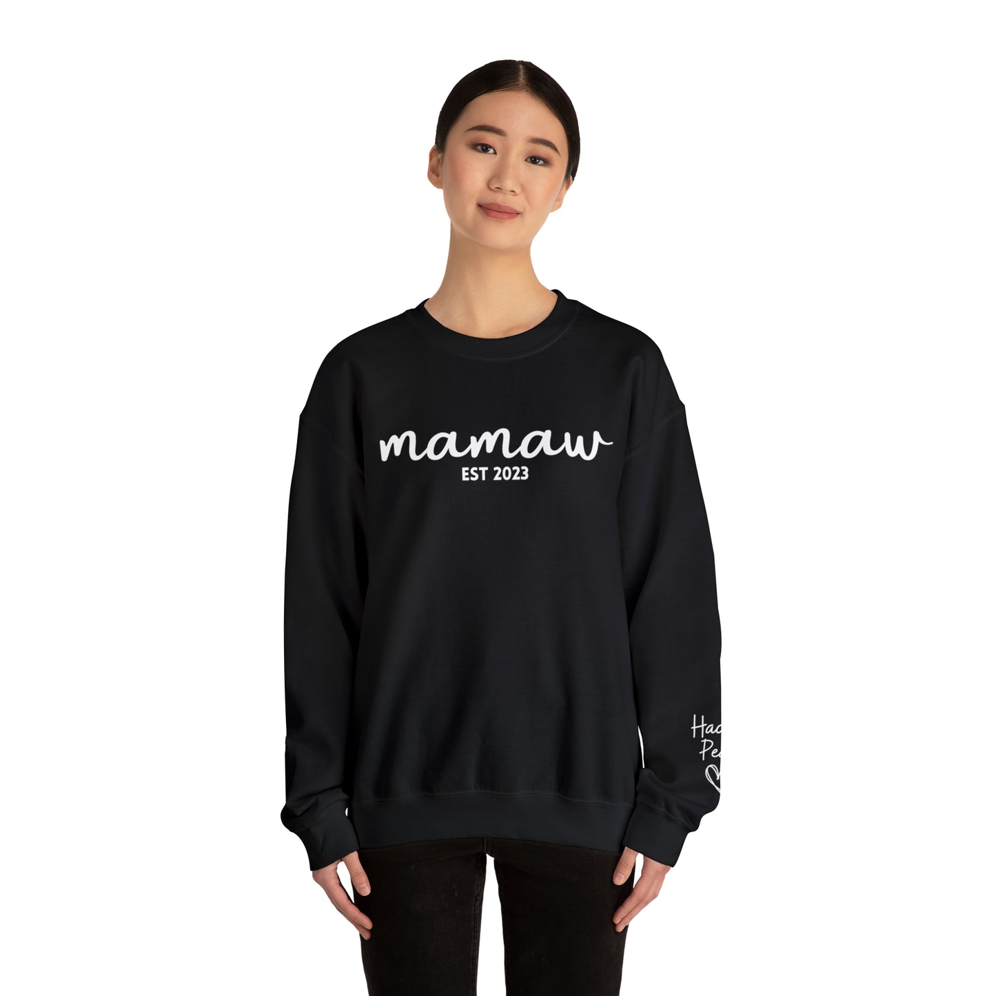 PERSONALIZED - Front and Sleeve Mamaw/Mimi/Mama Crewneck Sweatshirt