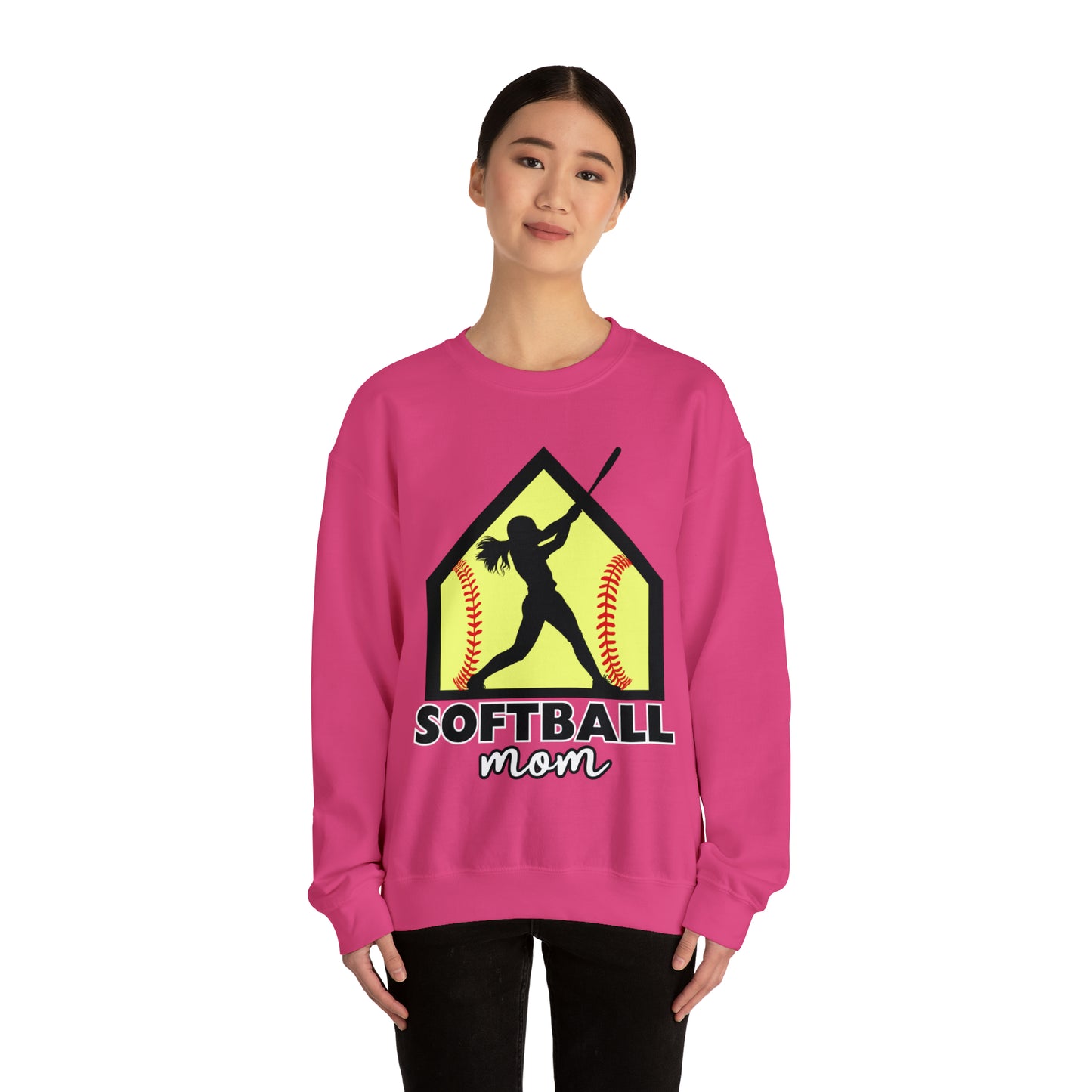 Softball Mom with base Crewneck Sweatshirt